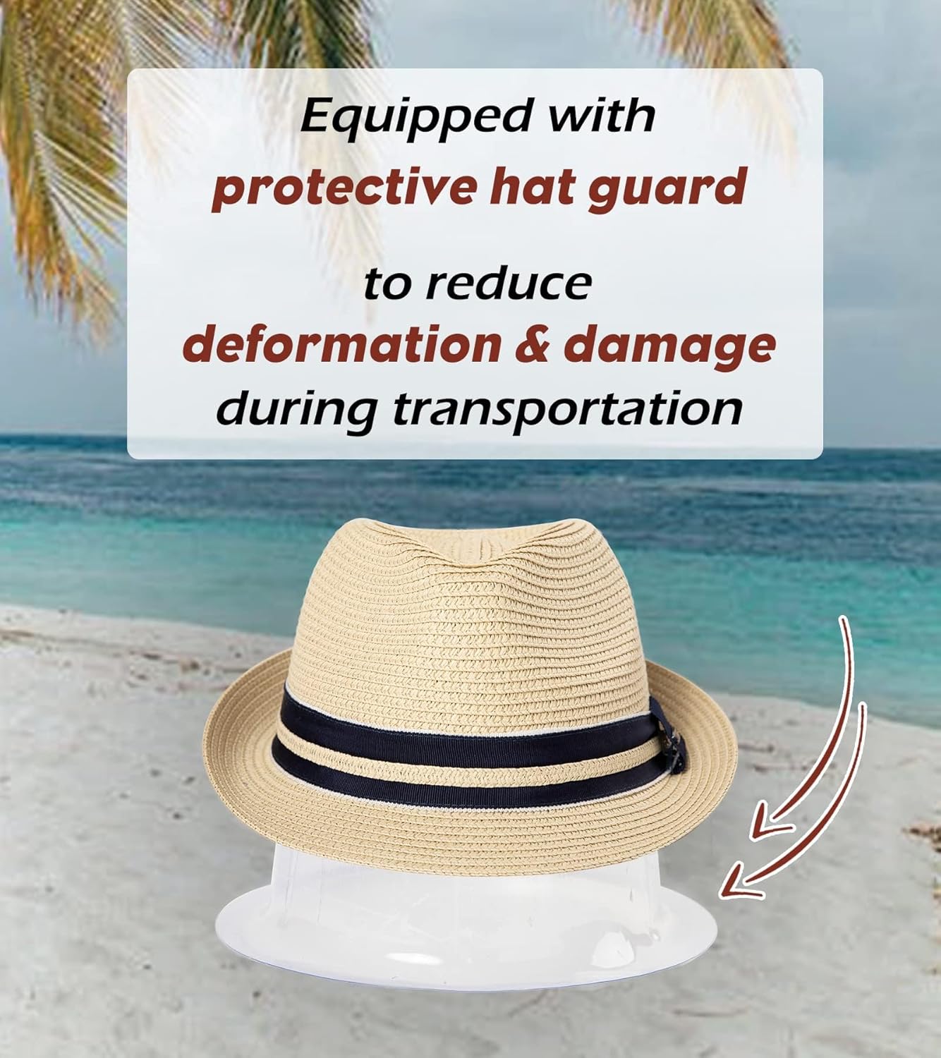 Thumbnail 2 de Comhats Oversize XL XXL Men’s Summer Straw Fedora Packable Sun Hat (57–64 cm)