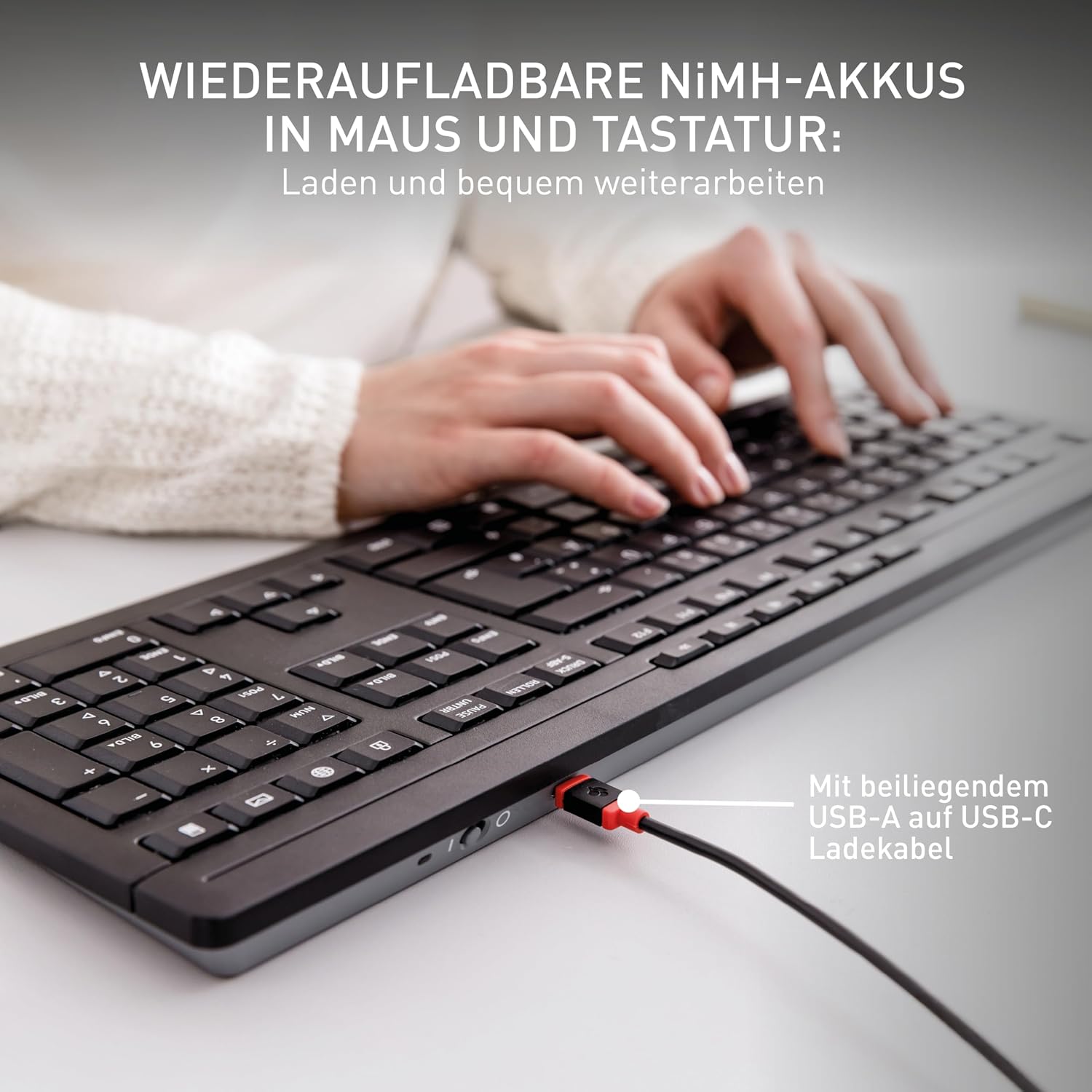 Detalle 1 de CHERRY Stream Desktop Recharge Tastatur Maus-Set 2,4 GHz