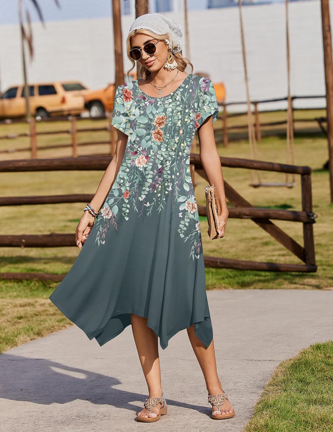 Thumbnail 3 de Zeagoo Women's Casual Midi Sundress with Pockets: Flowy Summer Beach Dress