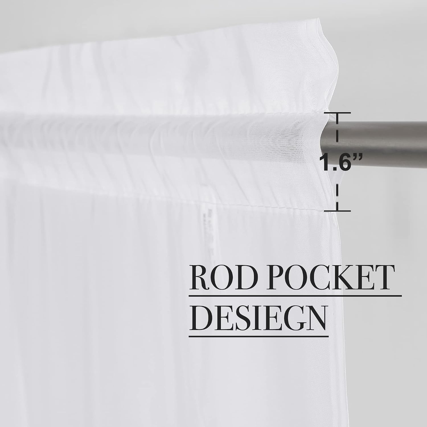 Detalle 2 de NICETOWN Model 2 Sheer Curtain Panels, White, 60W x 45L Inches