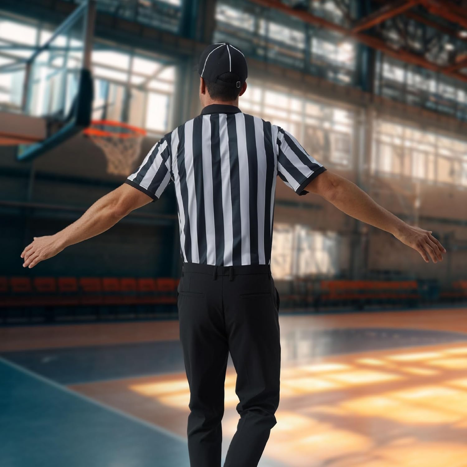 Thumbnail 5 de COSPELEY Referee Costume Set, Striped Jersey Shirt and Matching Hat