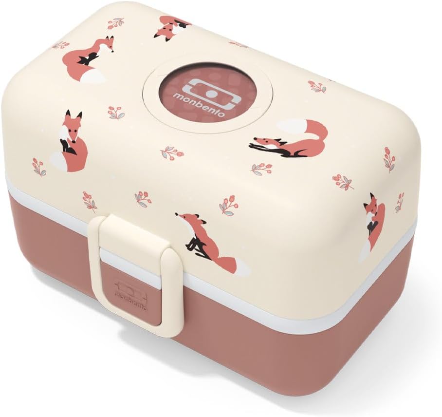 Detalle de Monbento MB Tresor Fox Enfant – Lunch Box 3 Compartiments rose, sans BPA