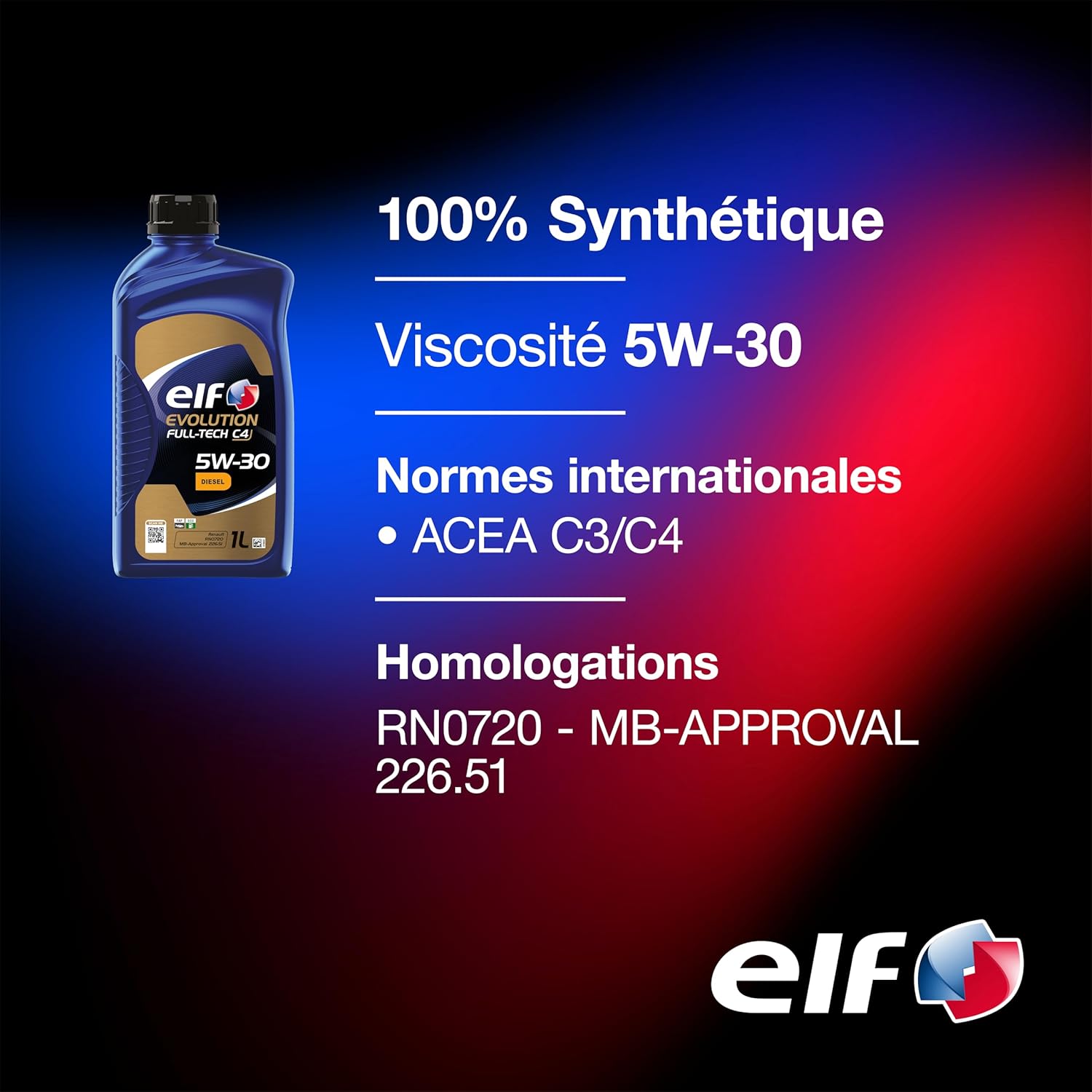 Thumbnail 4 de ELF EVOLUTION FULL-TECH C4 5W-30 – Huile moteur Diesel 1 litre (ACEA C4, homologuée RN0720, MB 226.51/229.51)