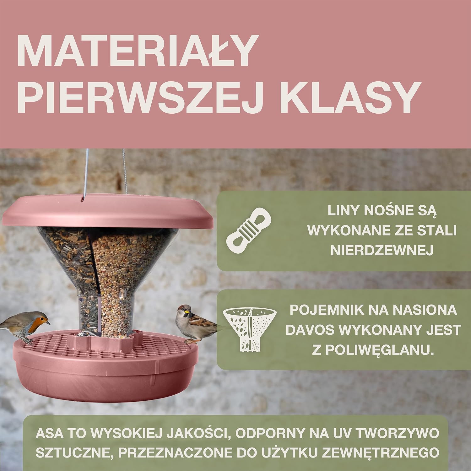 Thumbnail 5 de SWISSINNO Davos SMART BIRDS – wiszący karmnik z podwójnymi komorami, Dusty Rose