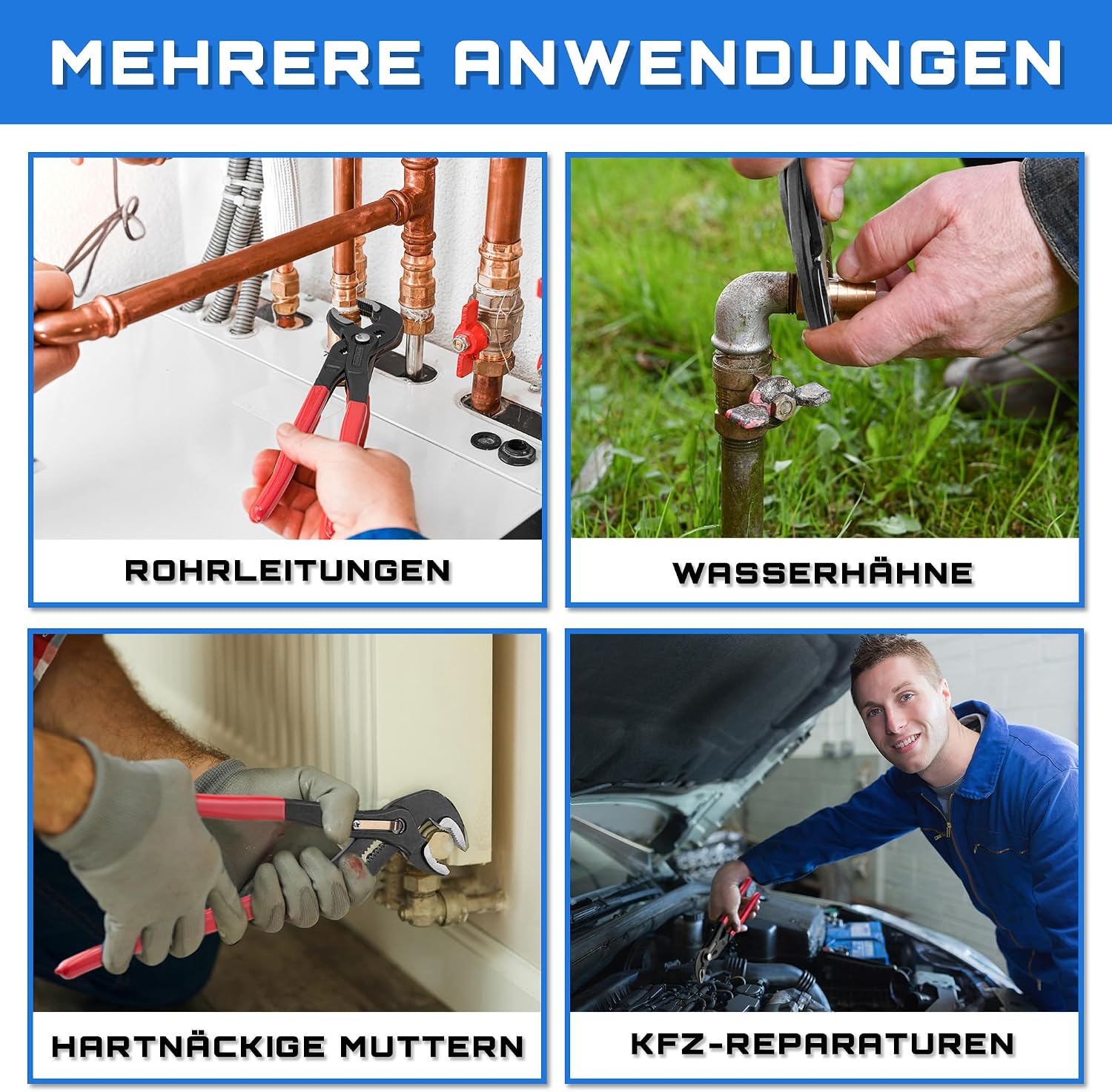Detalle 1 de EffektWerk Wasserpumpenzangen Set 18, 25, 30 cm