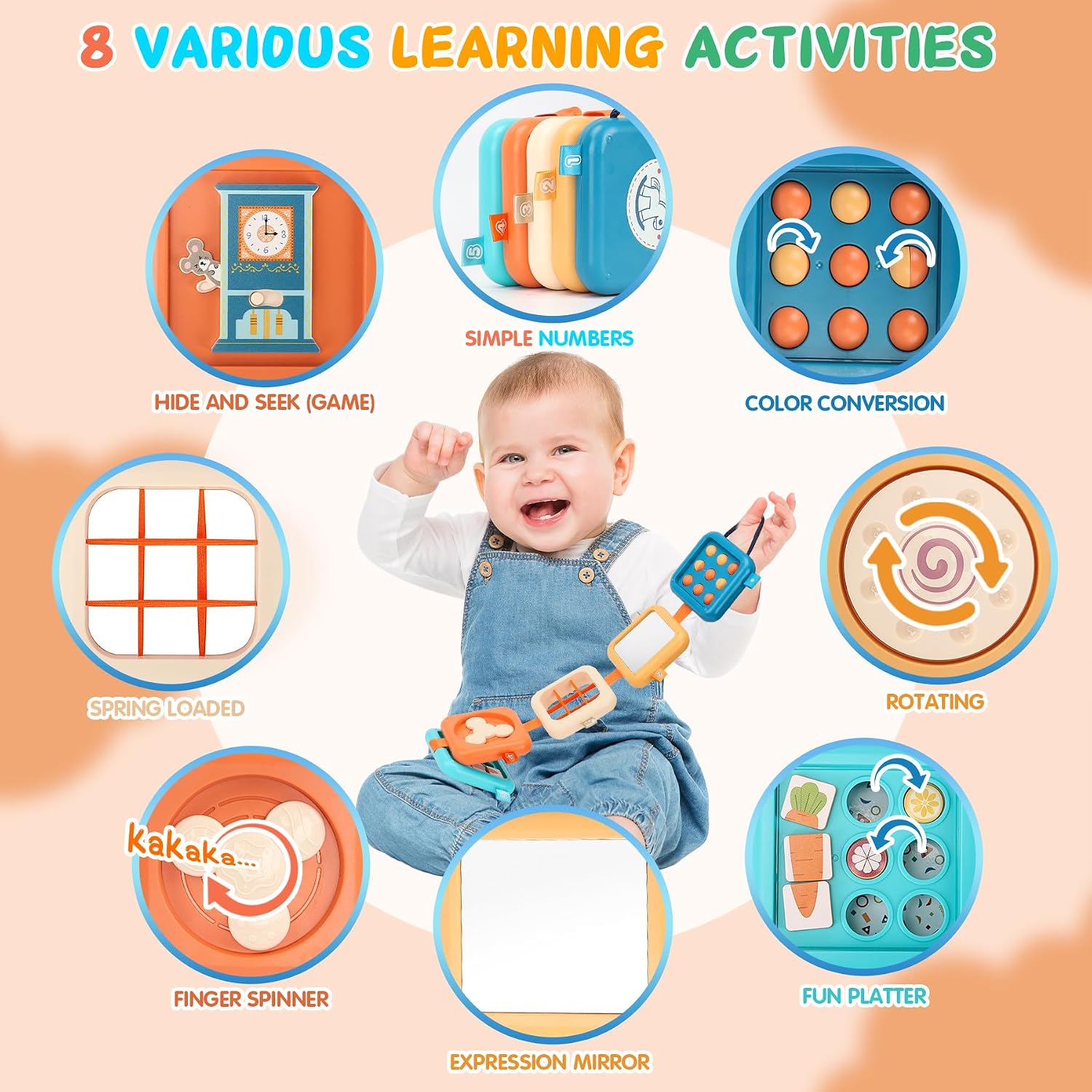 Detalle de SOSUSHOE Montessori Busy Board Cube for 1-Year-Olds – Portable Travel Toy