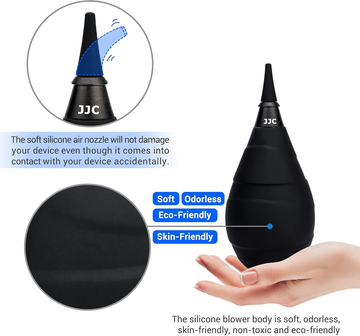 Thumbnail 1 de JJC Soft Rubber Rocket Air Blower Blaster Dust Cleaner with 5 Pcs Spare Filter Mesh