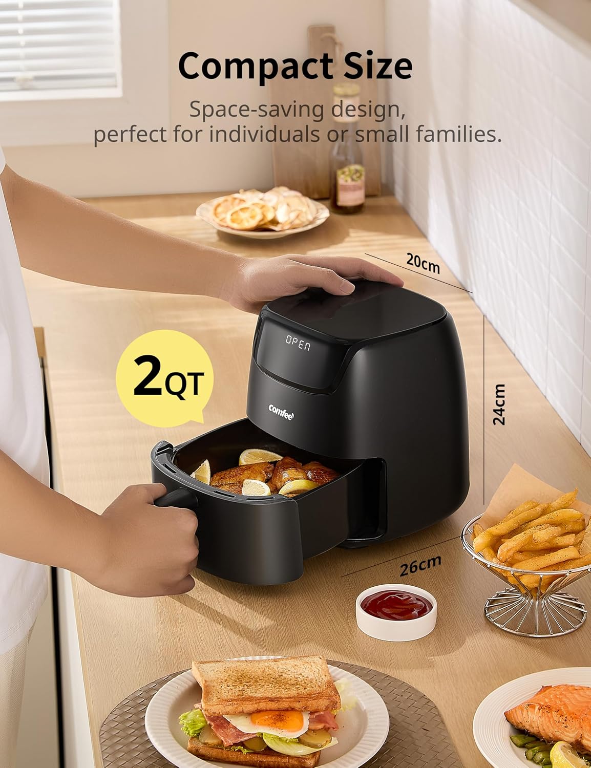 Detalle de COMFEE' Small 2.1 Quart Digital Air Fryer: Compact, Fast, and Easy to Use
