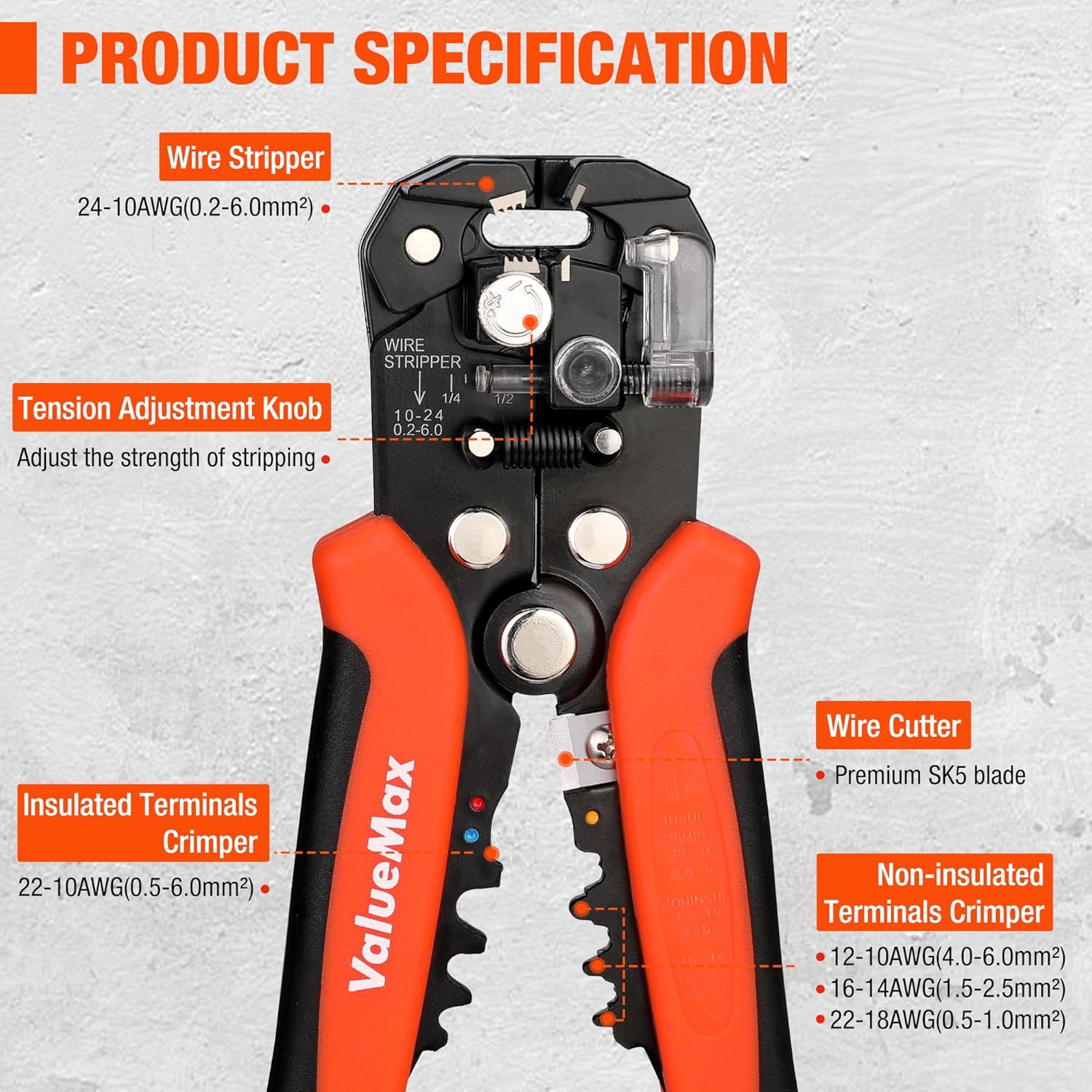 Thumbnail 1 de ValueMax Pince à dénuder 3 en 1 266 bornes ⚙️
