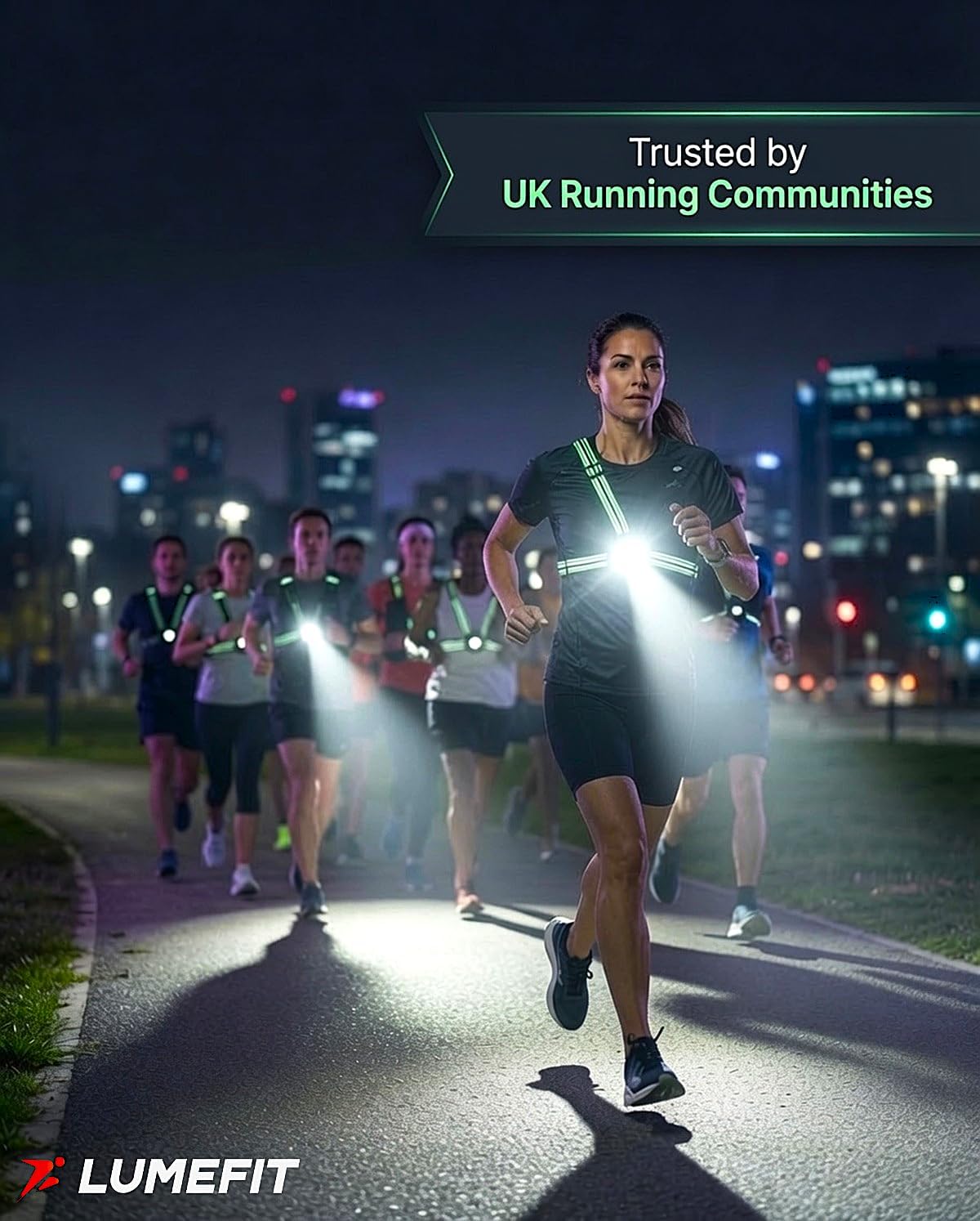 Thumbnail 6 de LUMEFIT borstlamp voor hardlopen met 500 lumen en 360° reflecterende banden