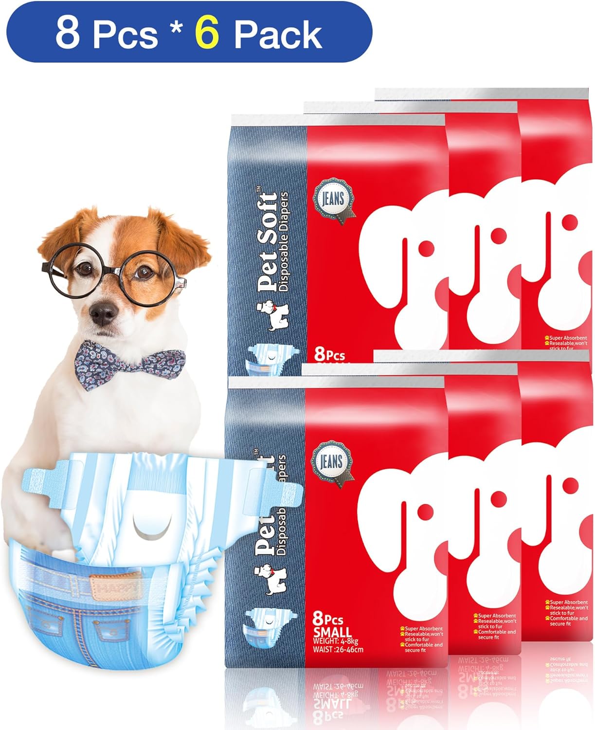 Thumbnail 5 de Pet Soft pannolini per cani femmina in denim, 48 pezzi (Pnats d…)