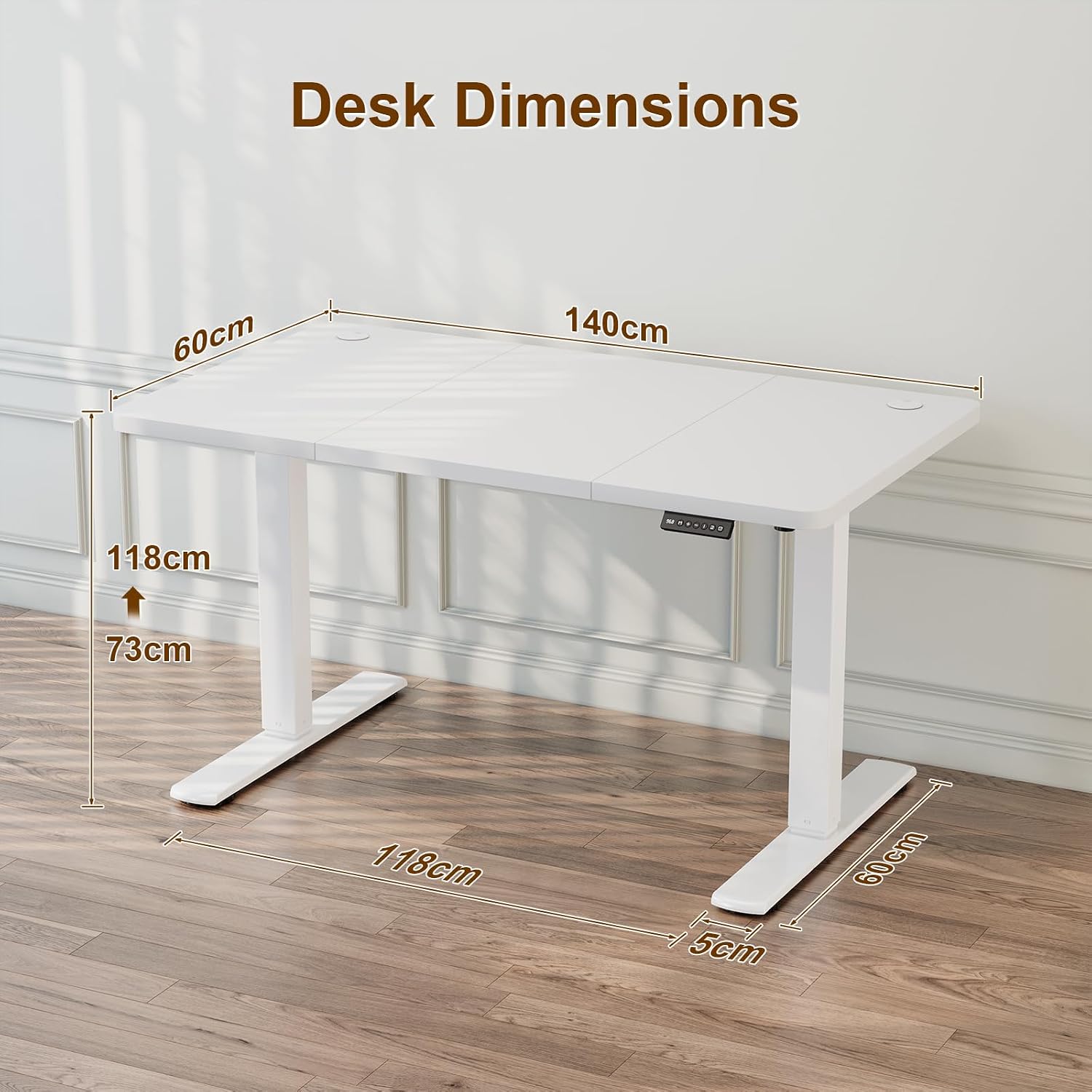 Detalle de JUMMICO Scrivania Regolabile in Altezza con Caricatore USB – 140 x 60 cm, standing desk