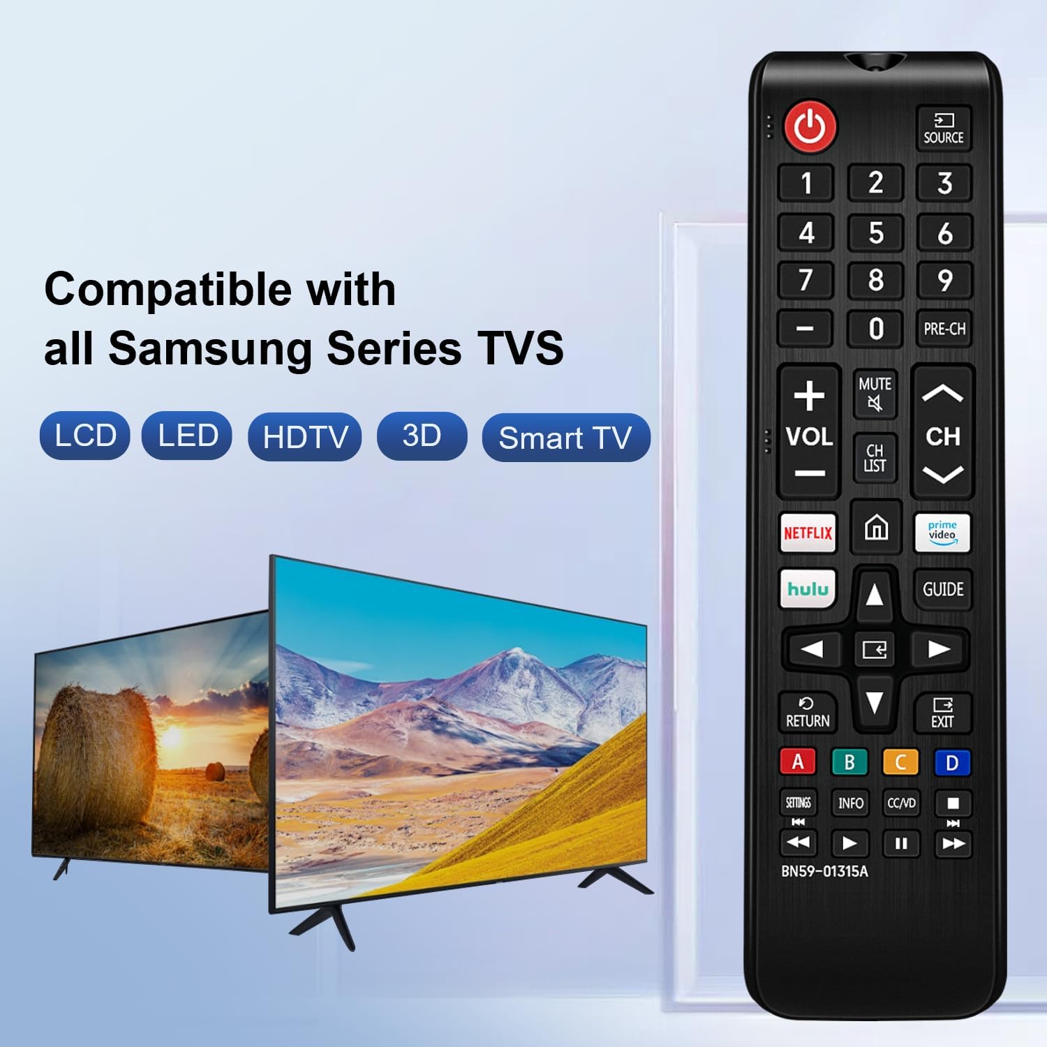 Thumbnail 1 de Universal Replacement Remote for Samsung Smart TV with Netflix, Prime Video, and Hulu Buttons (BN59-01315A)