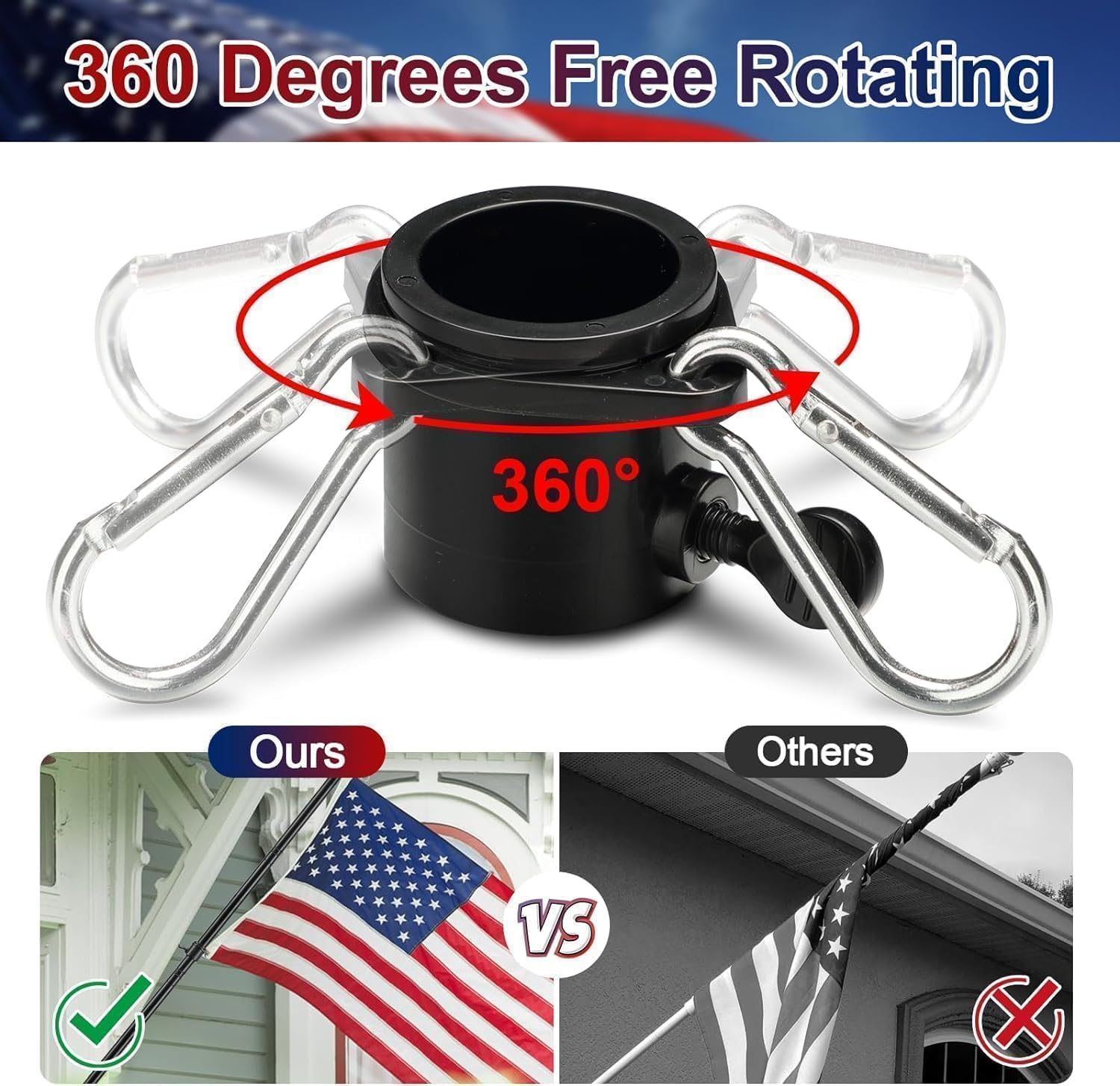 Detalle 2 de Barcetine 01 6-Foot Outdoor Flagpole, 1-Inch Stainless Steel, Rotating Rings