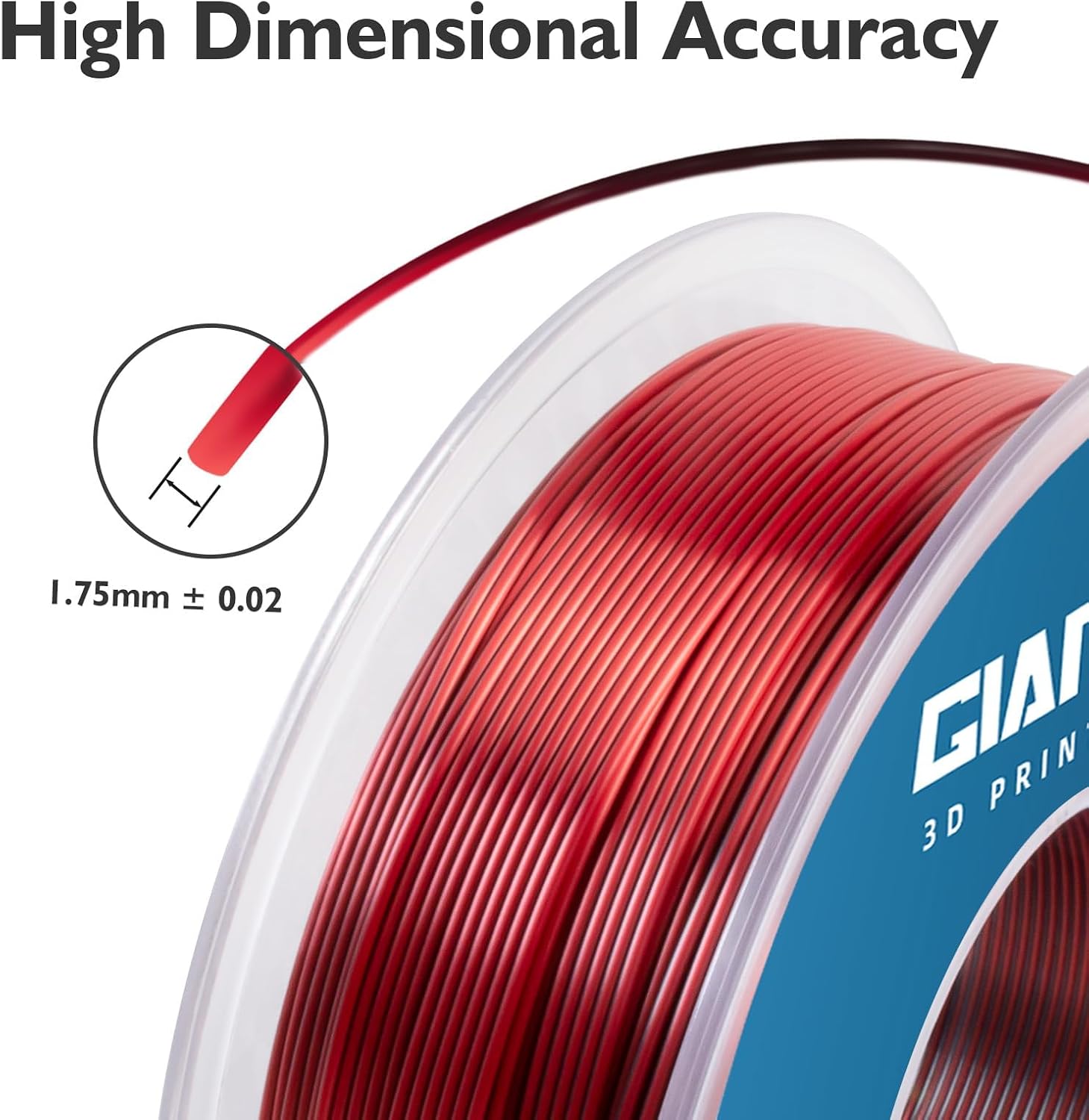 Thumbnail 1 de GIANTARM Dual Silk PLA Filament 1,75 mm (1 kg, Rot/Schwarz) – seidenes 2‑Farben-PLA für glänzende Drucke