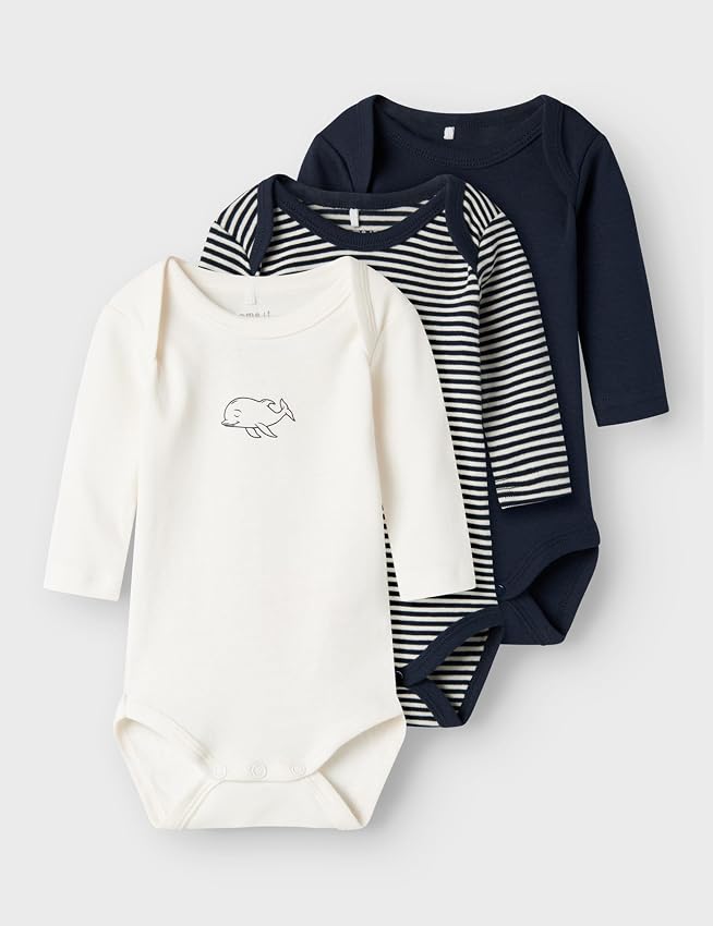 Detalle 1 de NAME IT NBNBODY 3P LS Y/D Core 2 Body manga larga bebé Dark Sapphire 👶