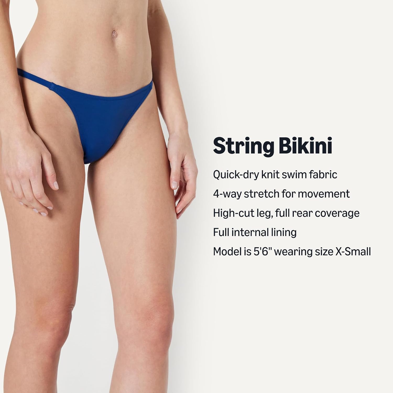 Detalle de Amazon Essentials Women’s No-Tie String Swim Bikini Bottom