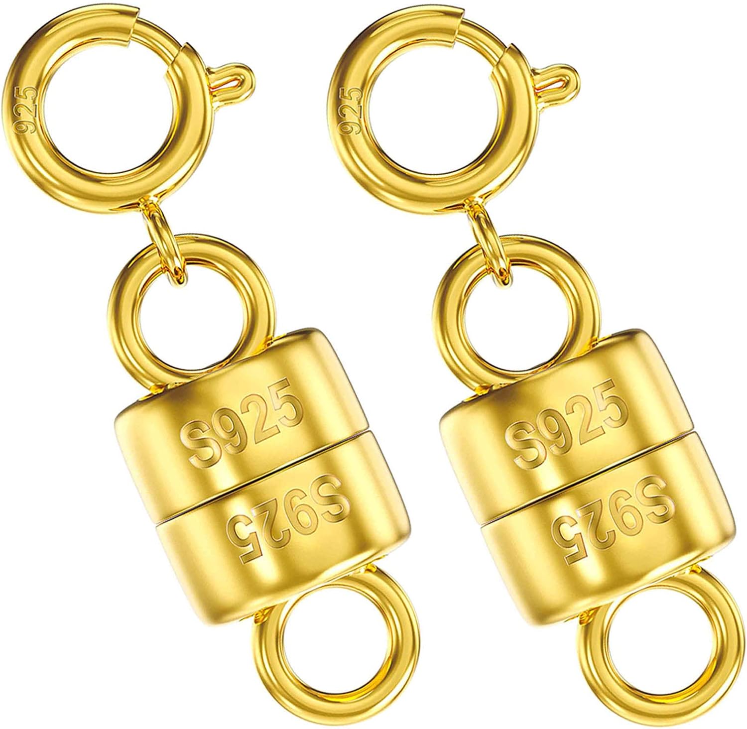 Detalle de OHINGLT 01 Magnetic Necklace Clasps, 925 Sterling Silver, Gold-Plated, 2-Pack