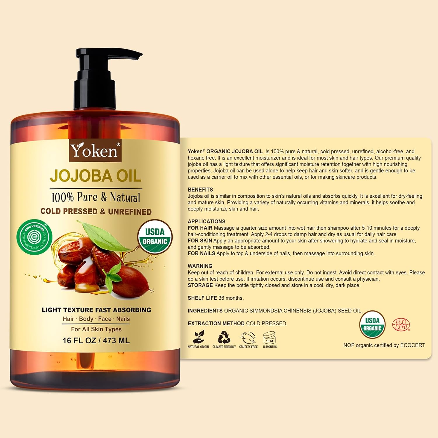 Thumbnail 6 de Yoken Pure Jojoba Oil, 16 fl oz ⚙