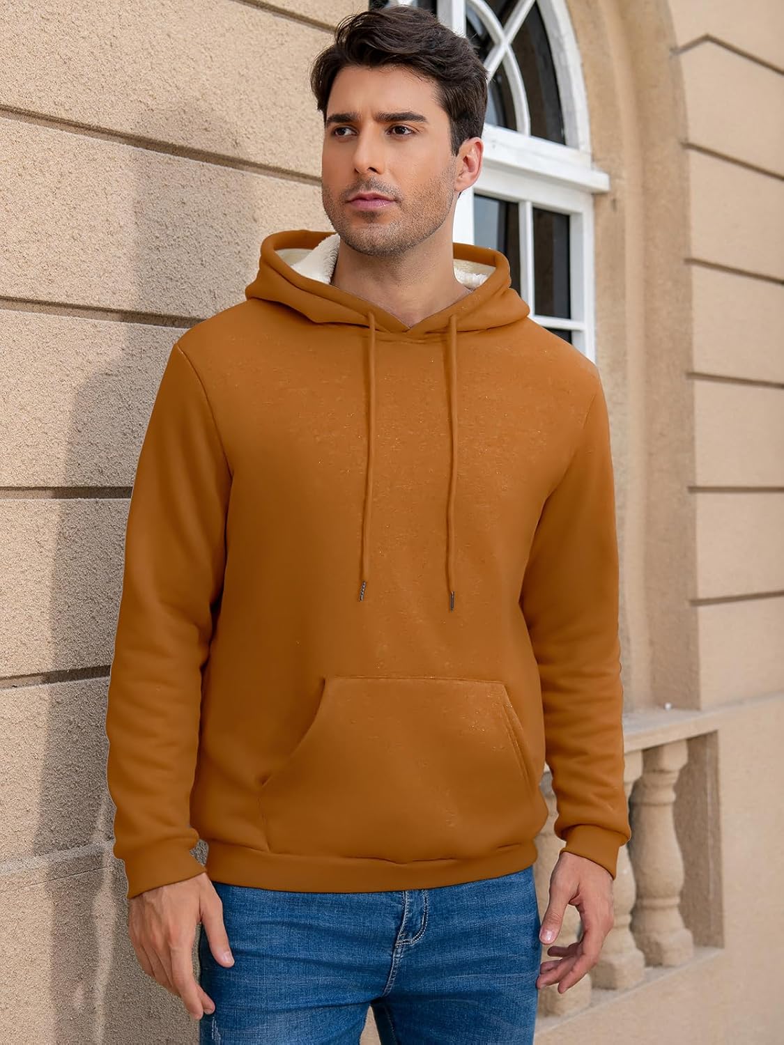 Thumbnail 4 de Vorvowry Fleecepullover Herren – Warmer Fleece Hoodie mit Sherpa-Futter und Kängurutasche