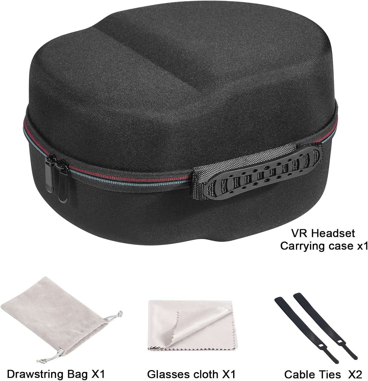 Detalle de Bjids hard carrying case for Meta Quest 3/Quest 2 accessories (EVA + waterproof Oxford) with lens cloth