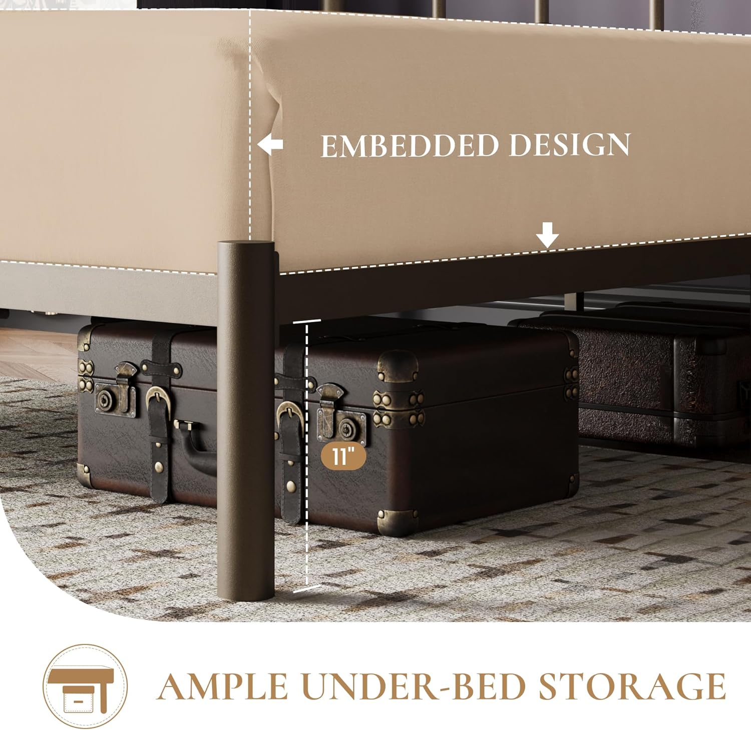 Detalle 2 de SHA CERLIN Metal Bed Frame Queen Size