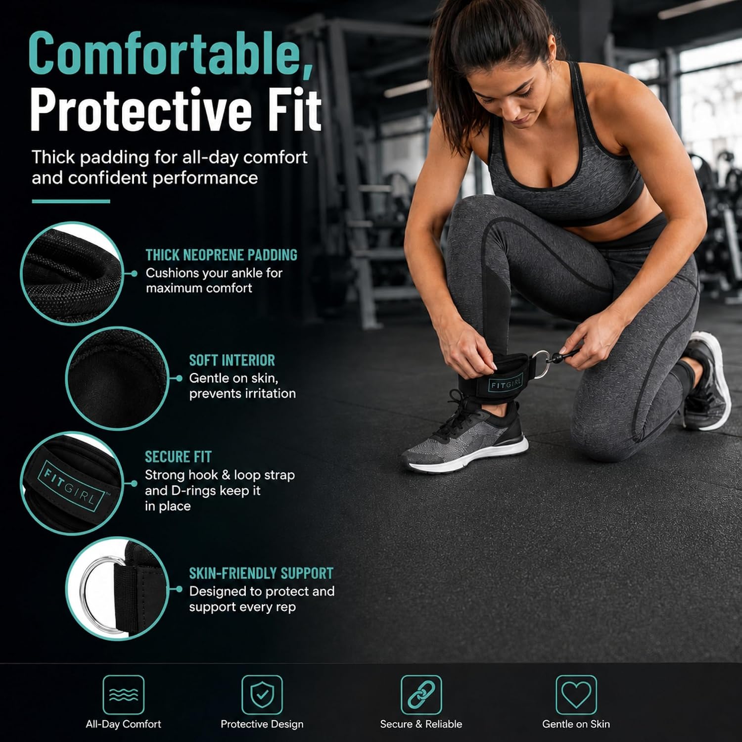 Detalle 2 de FITGIRL Ankle Strap for Cable Machine for Glute Kickbacks