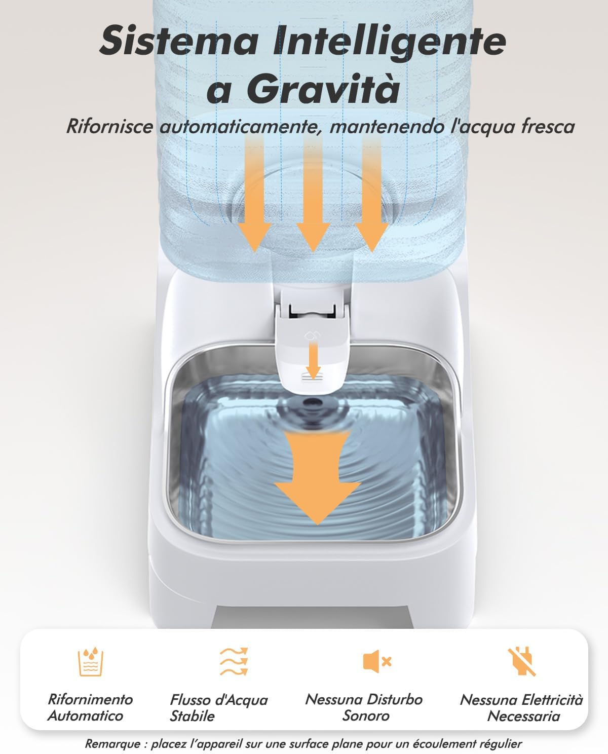 Detalle 2 de Distributore d’acqua automatico a gravità da 8L con filtro e rubinetto antigoccia per gatti e cani
