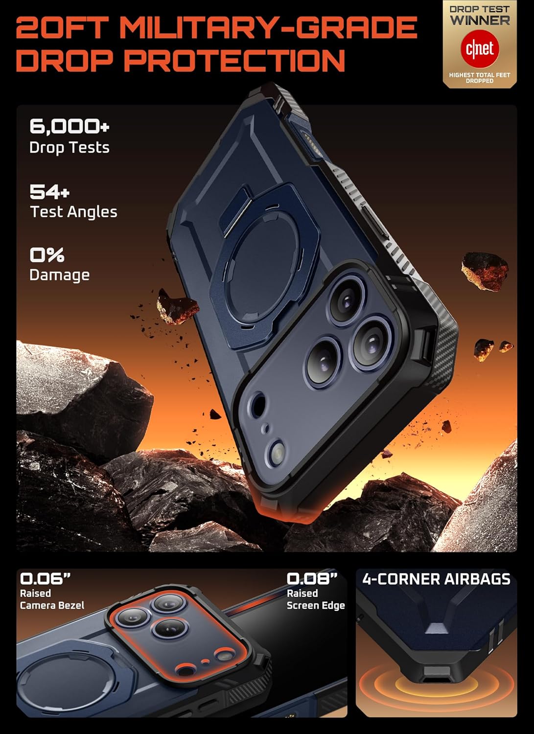 Thumbnail 2 de SUPCASE UBGrip Pro iPhone 17 Pro Max Case with Built-In Tempered Glass, Kickstand & MagSafe (Azure)