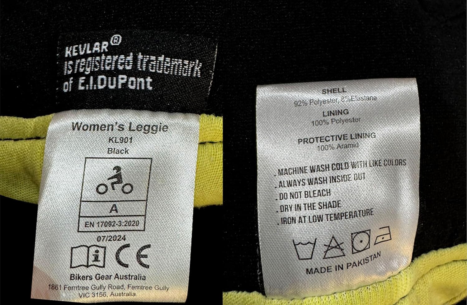 Detalle 2 de Bikers Gear Australia damskie legginsy motocyklowe z podszewką kevlarową i wyjmowanym pancerzem CE