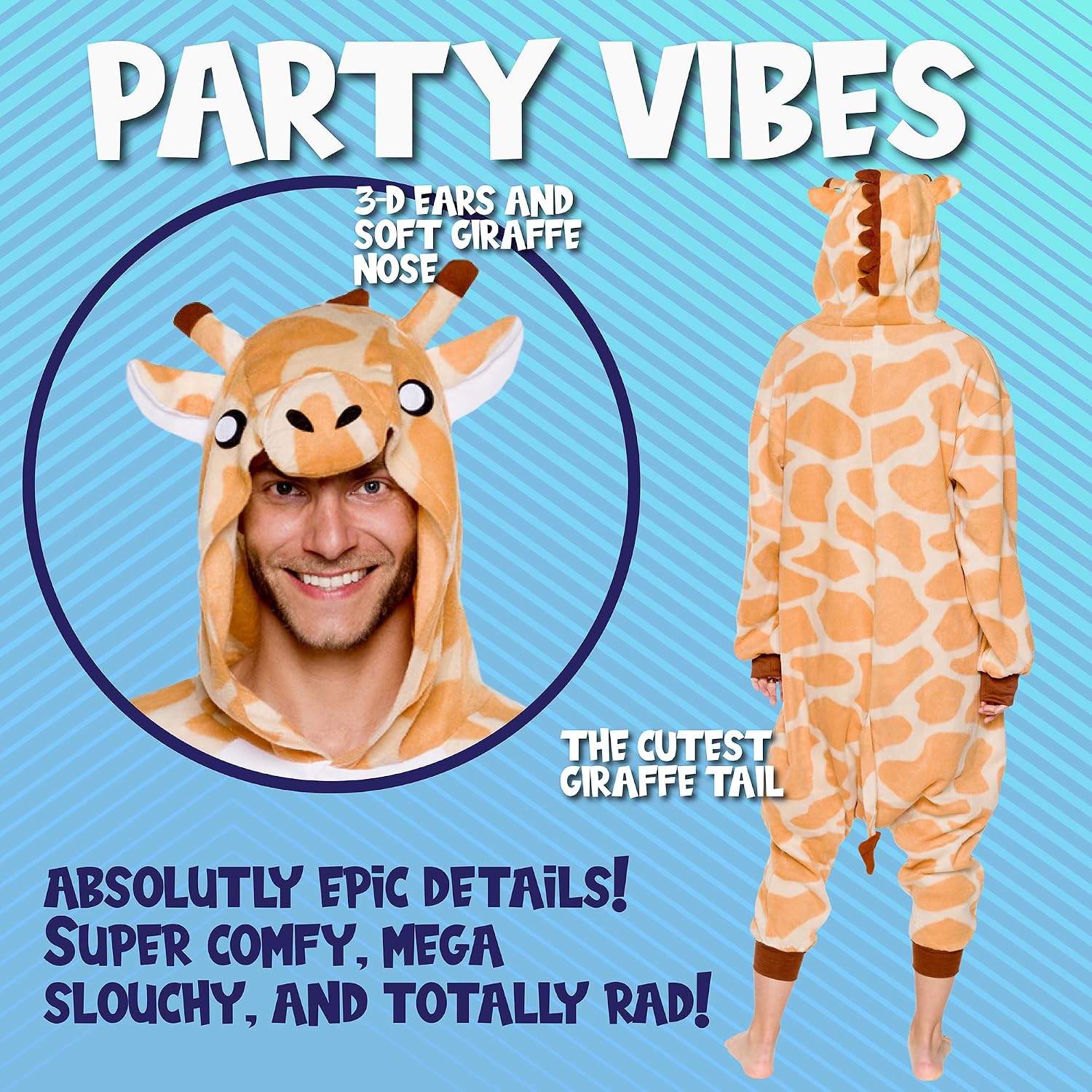Detalle 2 de Funziez! Adult Animal Onesie Costume with Hood, Pockets and Button Closure