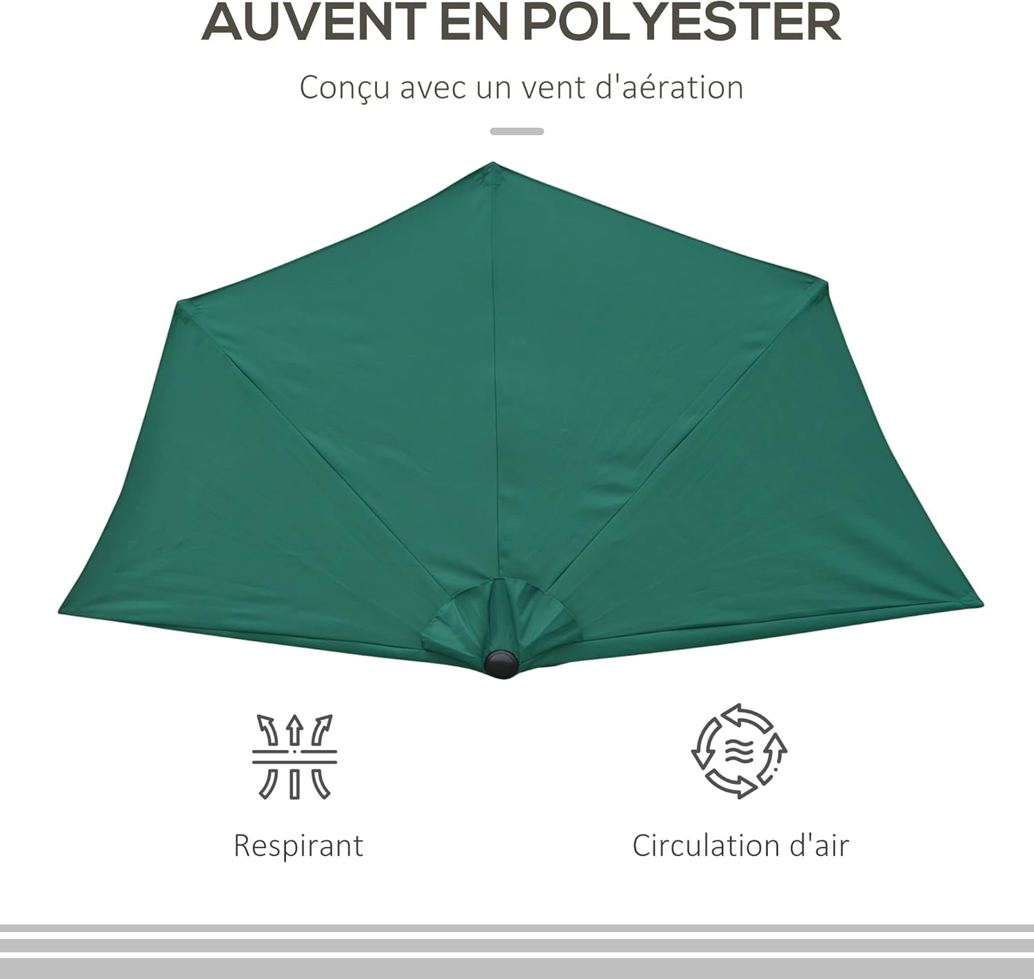 Thumbnail 4 de Outsunny Demi-Parasol Ø 2,7 m pour balcon — parasol robuste en polyester