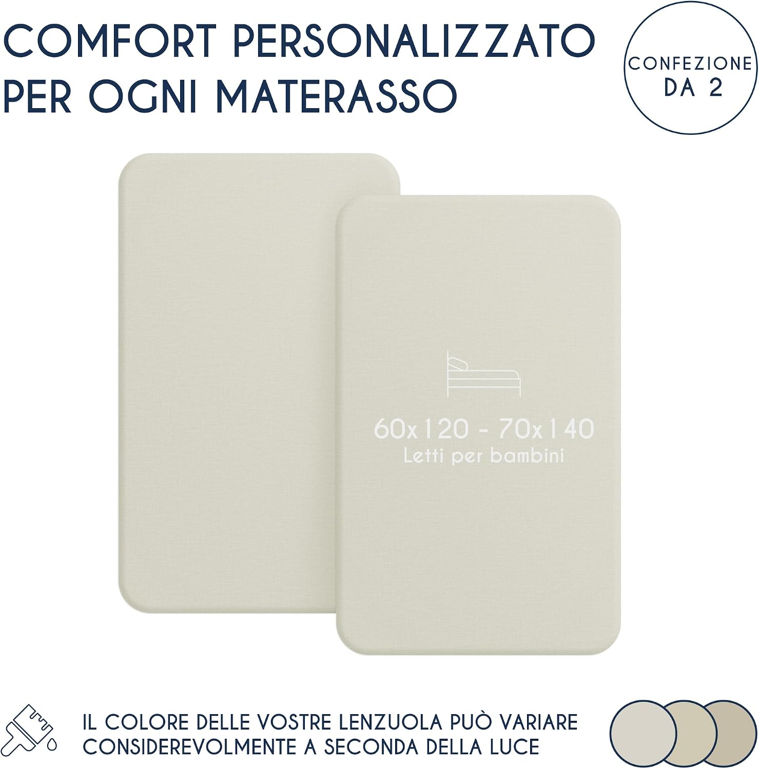 Detalle 2 de Dreamzie Set 2 lenzuoli con angoli 60x120/70x140 per bambini