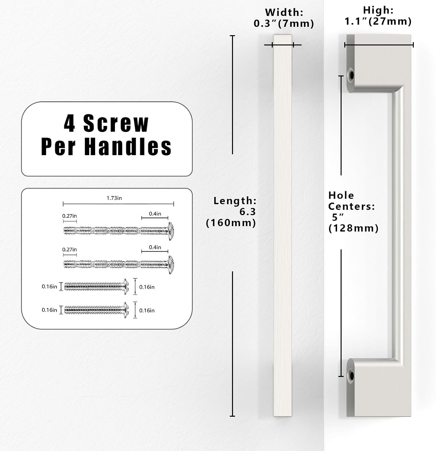 Detalle de Talentedeco Cabinet Pulls, 5-inch (128 mm) Hole Centres