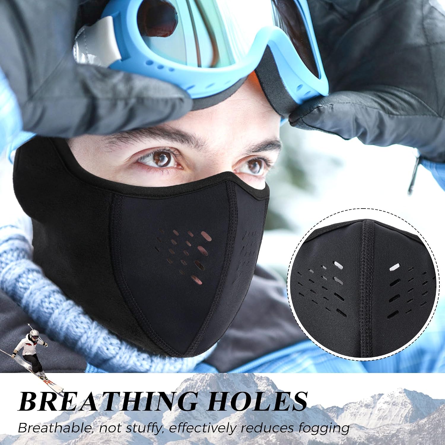 Detalle 2 de WTACTFUL D01-8DF158-01 Winter Half Face Mask, Breathable Black Polyester