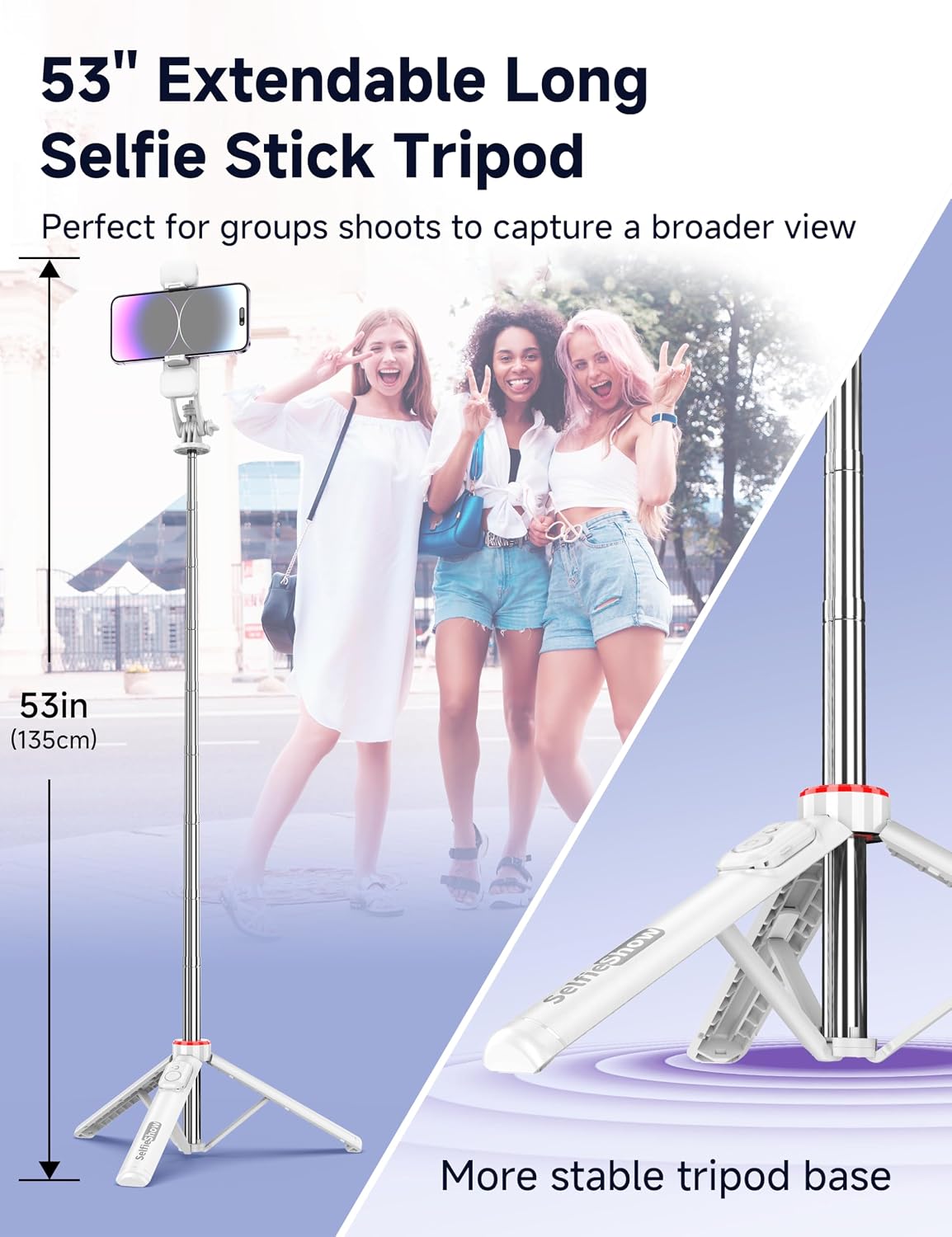 Detalle de Selfie stick tripod with LED lights