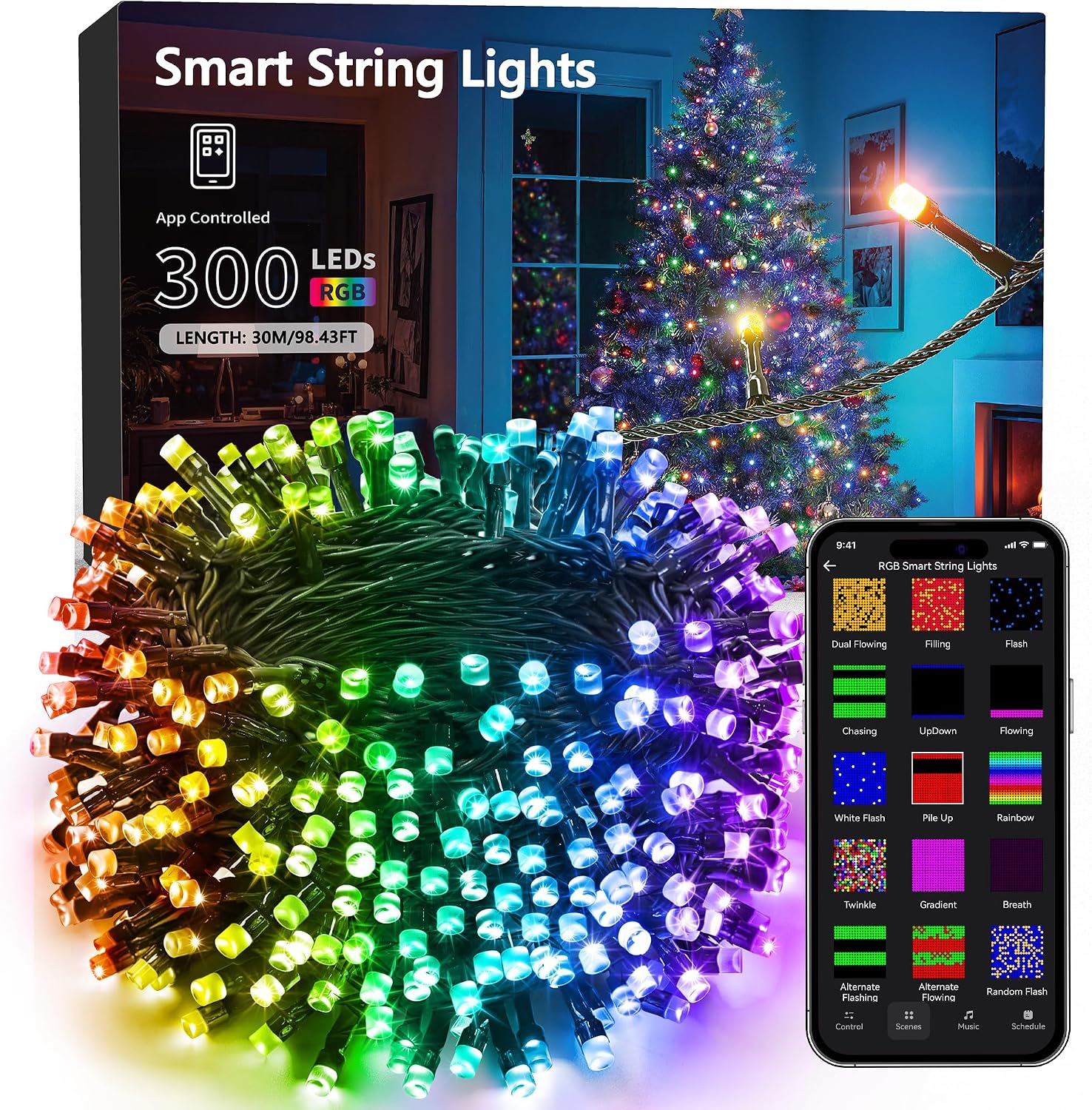 Detalle de Brizled JT-EL/FC300V0300-H10 Smart RGB String Lights, 300 LEDs, Wi-Fi