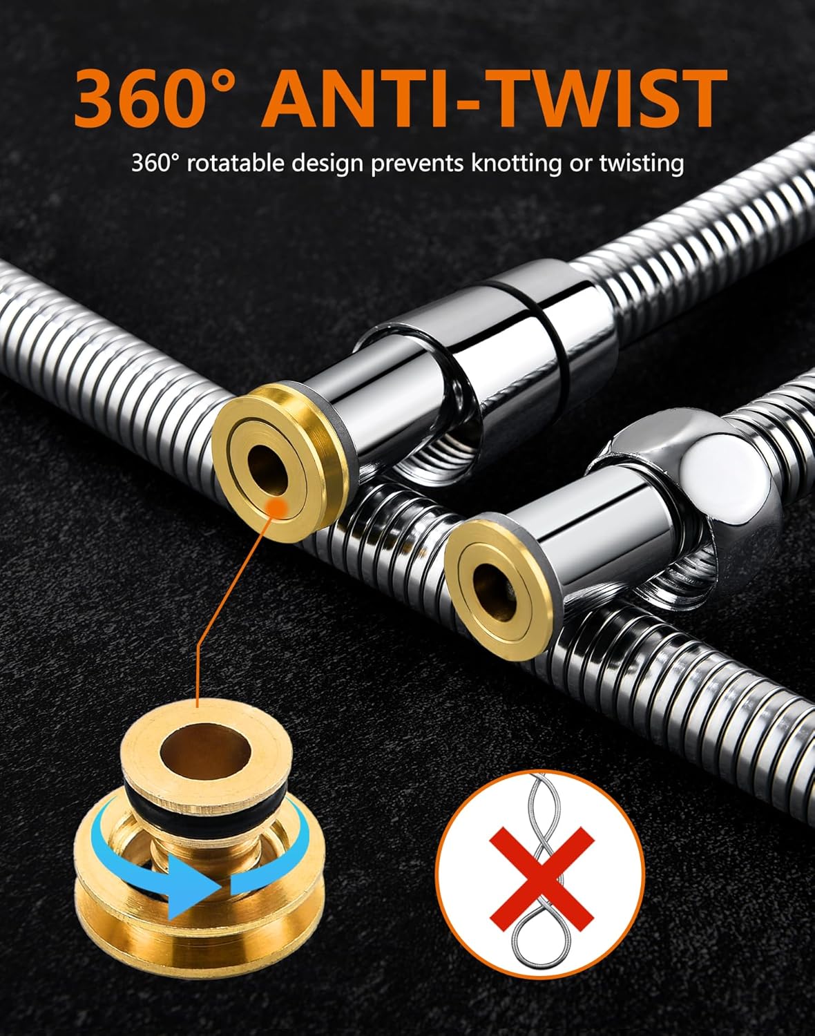 Thumbnail 1 de GRIFEMA 3m Shower Hose G851-30: Anti-Kink, Leakproof, Stainless Steel with Brass Connectors