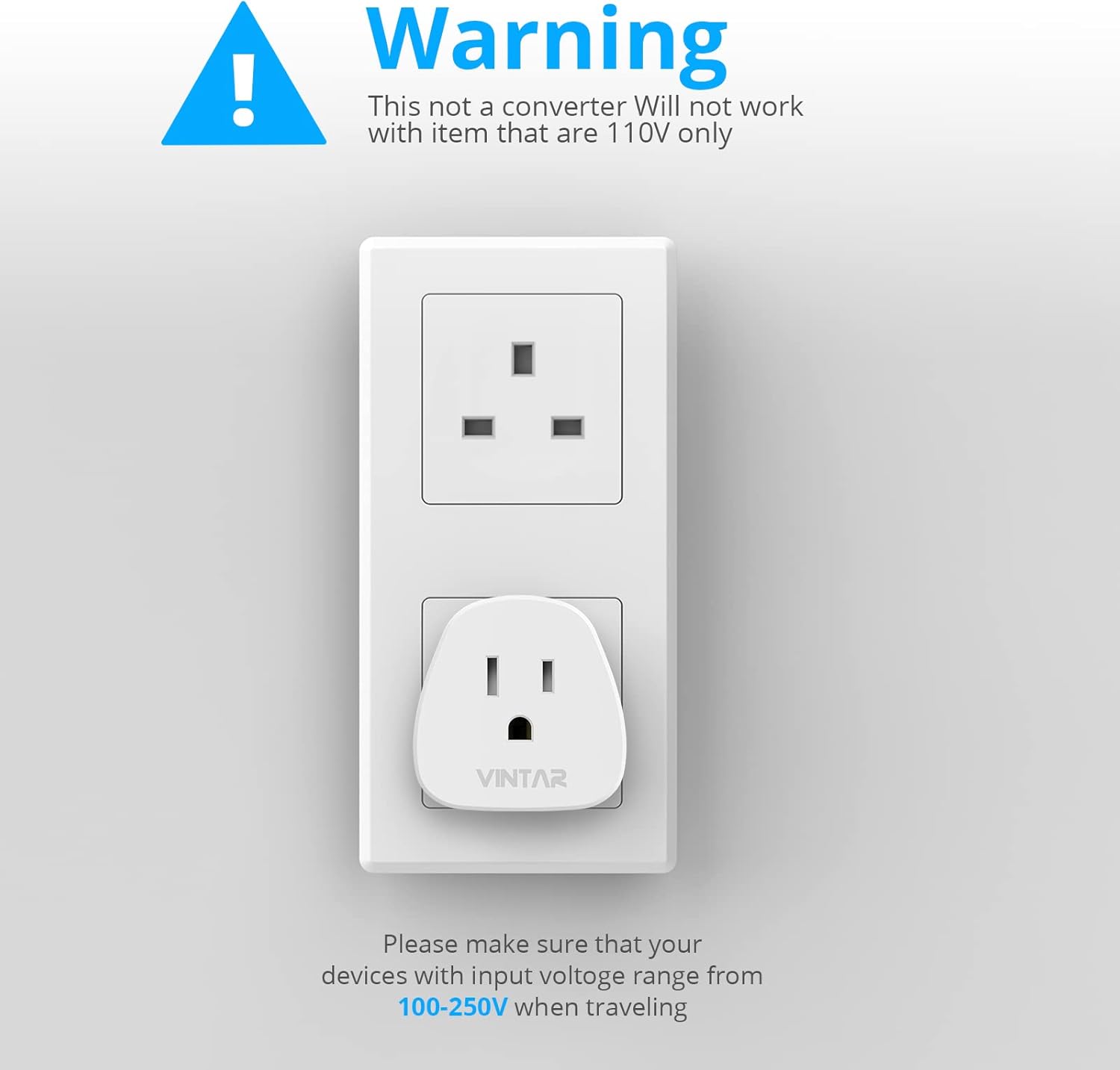 Thumbnail 4 de VINTAR US to UK Plug Adapter with 10A Fuse (Type A/B to Type G) – 1 Pack