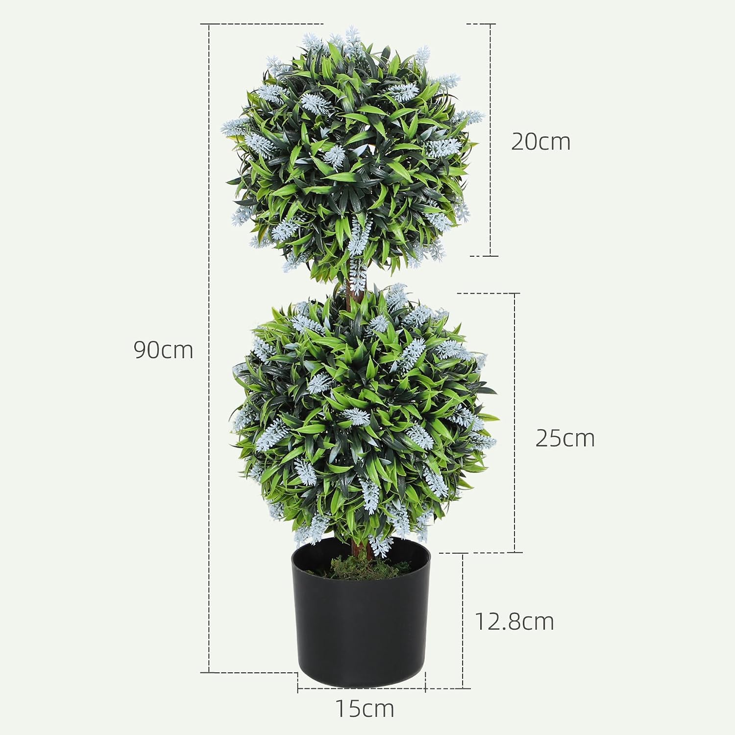 Thumbnail 2 de HOMCOM 830-797V00BU Artificial Lavender Ball Trees, Set of 2, 70cm