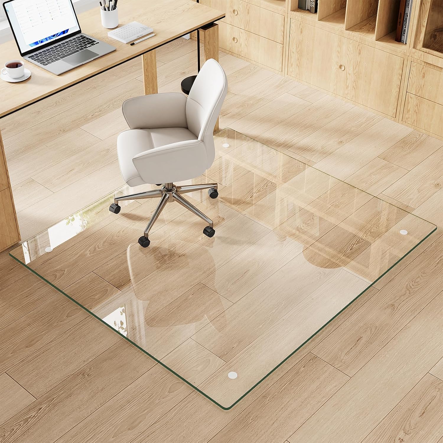 Thumbnail 1 de MYSUNORIA 42" x 48" Tempered Glass Chair Mat, 0.19" Thick, 1,000 lb Capacity