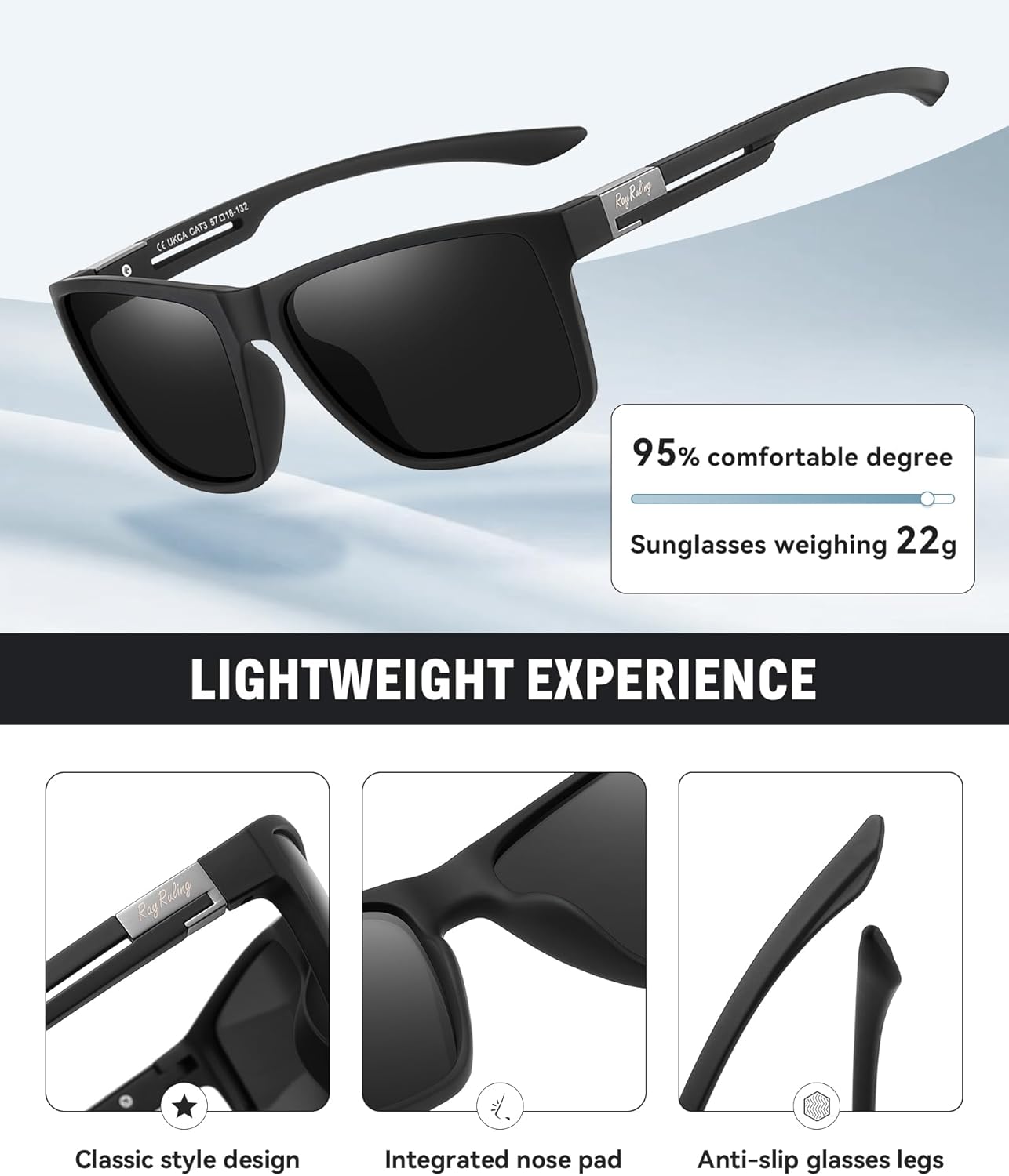 Thumbnail 4 de Rayruling Sonnenbrille 2er-Set: Polarisierte Herren/Damen, ultraleichtes TR90-Gestell, UV400 Schutz