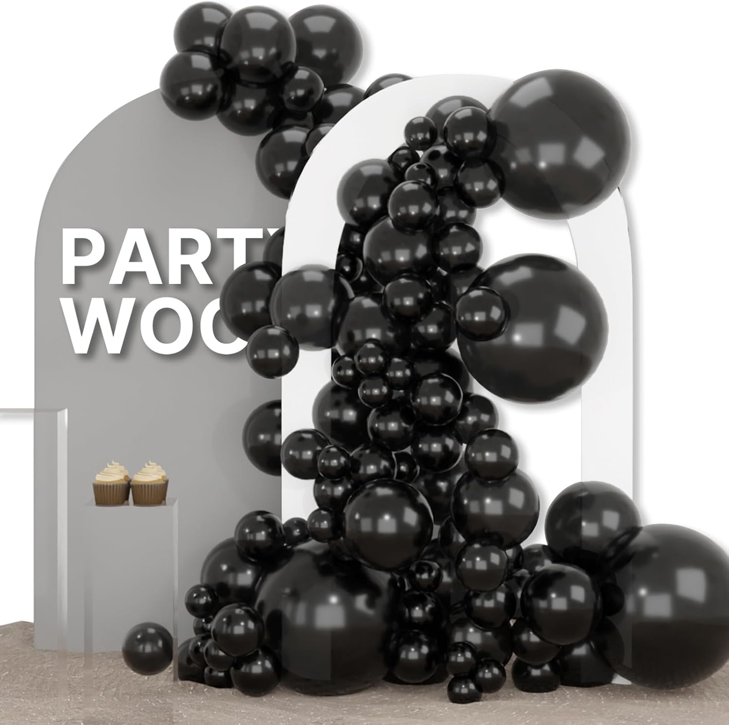 Detalle de PartyWoo Black Balloons 155-piece balloon kit ๐
