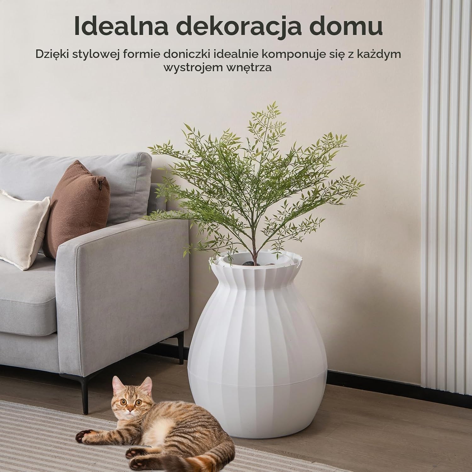 Detalle de FANTASK Kuweta dla kota 2 w 1, 63 l, ABS, elektroniczne usuwanie zapachów