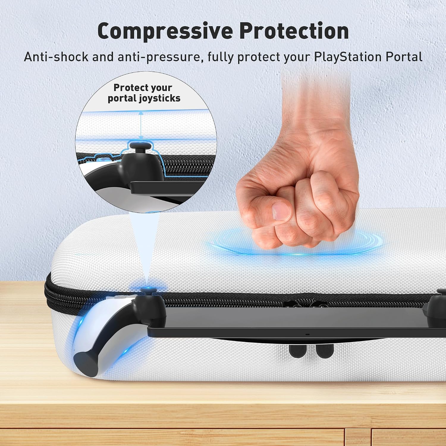 Detalle 2 de Foluck 3-in-1 Accessories Set for PlayStation Portal (Carry Case, Silicone Cover, 2 Screen Protectors) — White