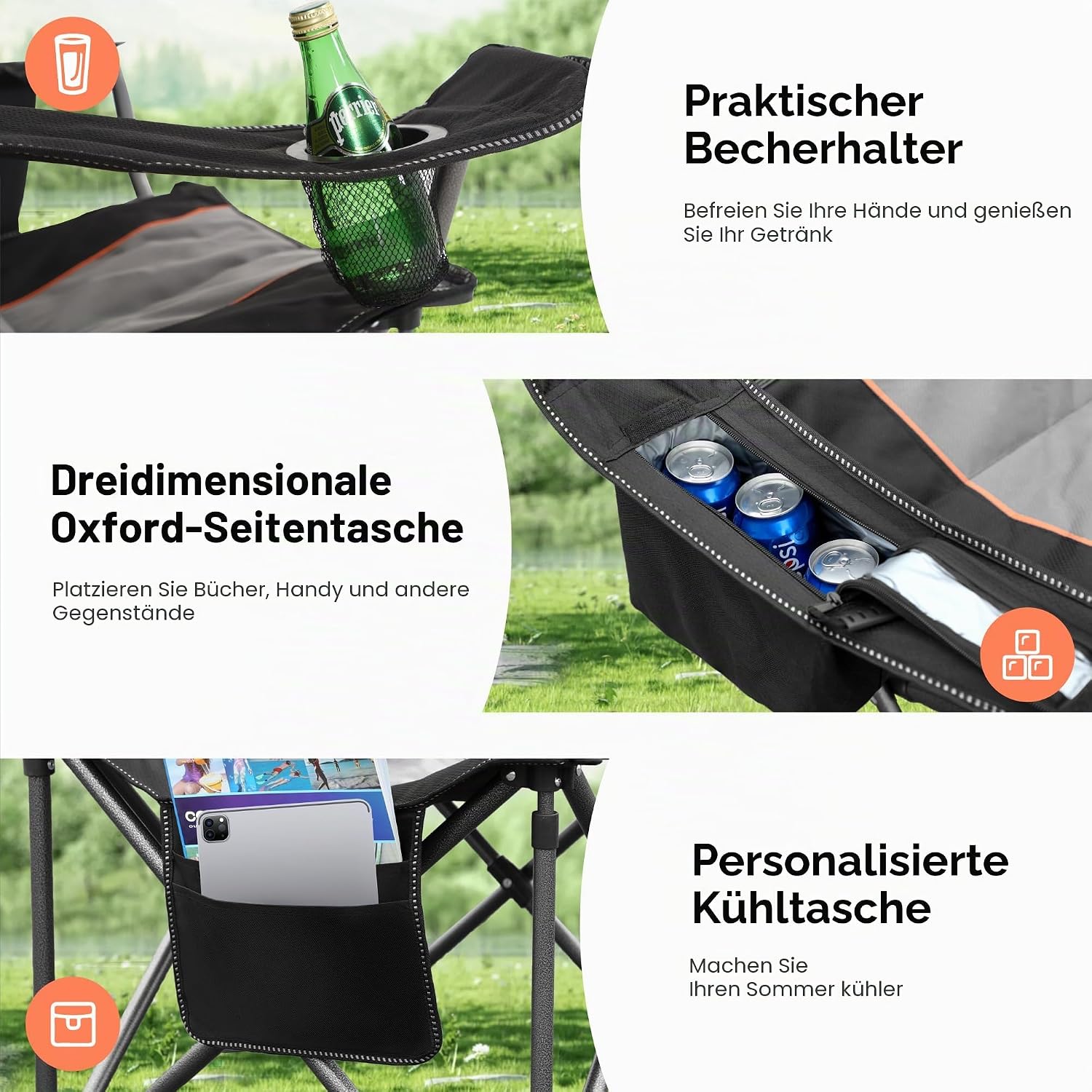 Thumbnail 4 de High Point Sports Campingstuhl XXL Faltstuhl 200 kg