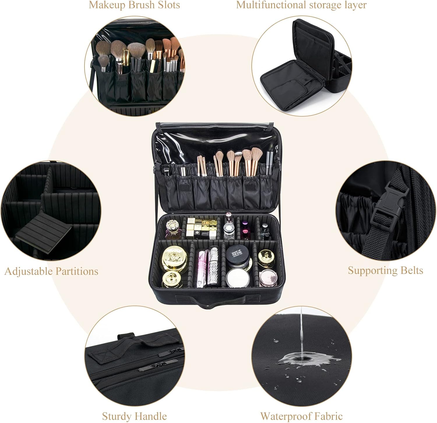 Thumbnail 5 de Makeup Organiser Bag Large Travel Cosmetic Case