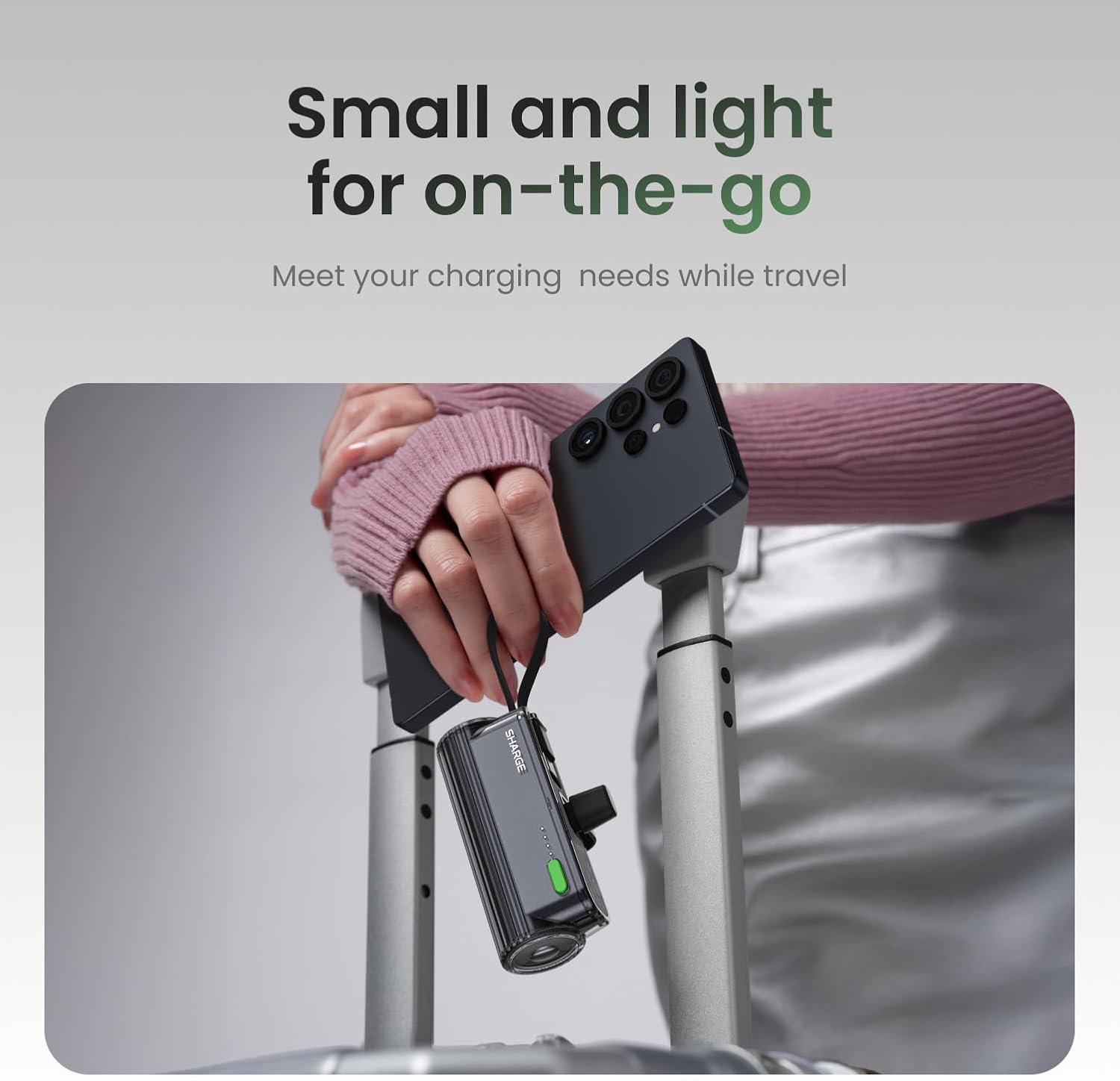 Thumbnail 4 de SHARGE Flow Mini 2 5000mAh Power Bank (22.5W) with Dual Plugs and Built-in Cable