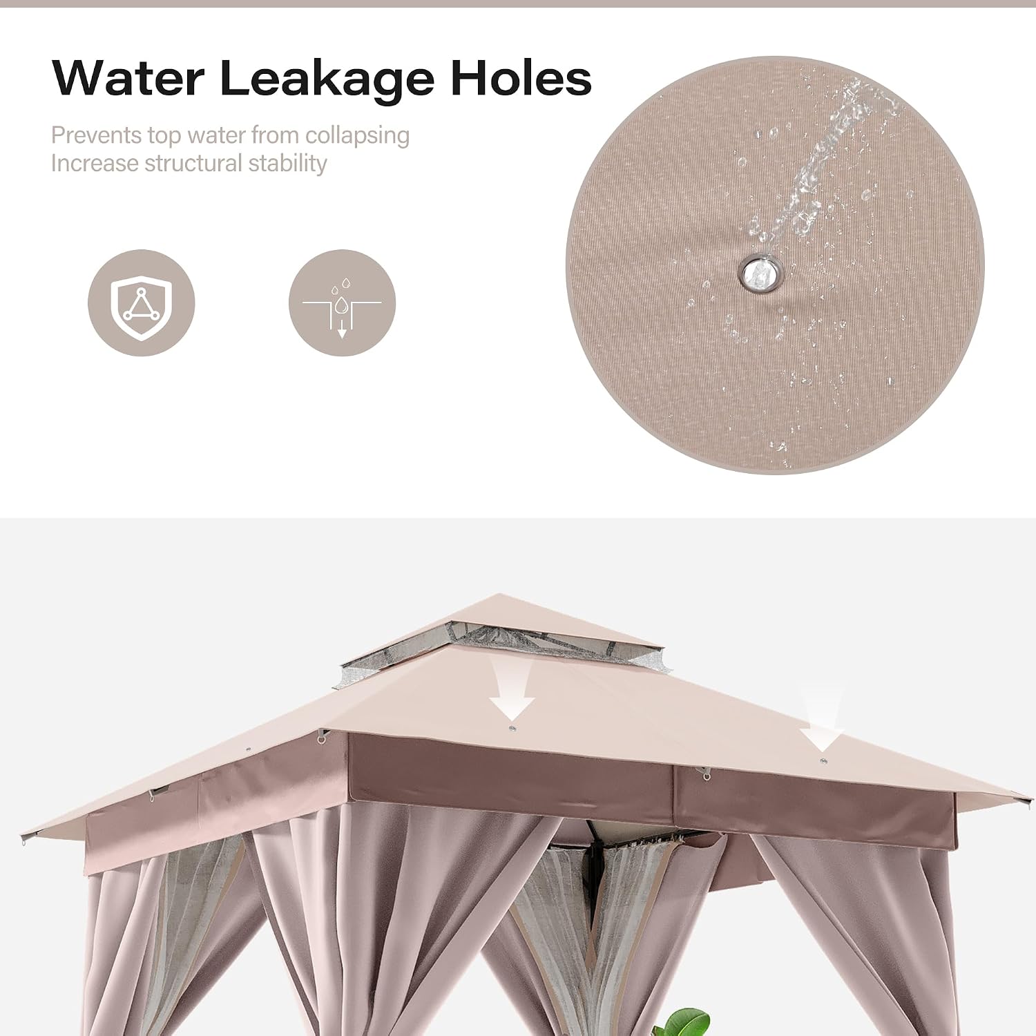 Thumbnail 6 de LAUSAINT HOME BSSGPCT01KQ1 10'x10' Patio Gazebo with Double Roof