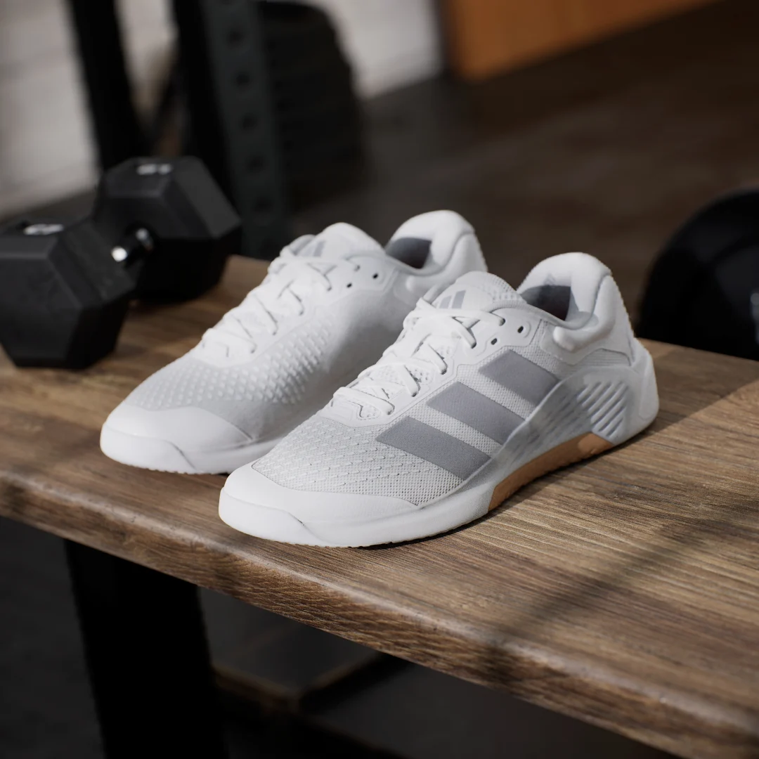 Detalle 2 de Adidas Dropset 4: Zapatilla de training en blanco para entrenamientos intensos